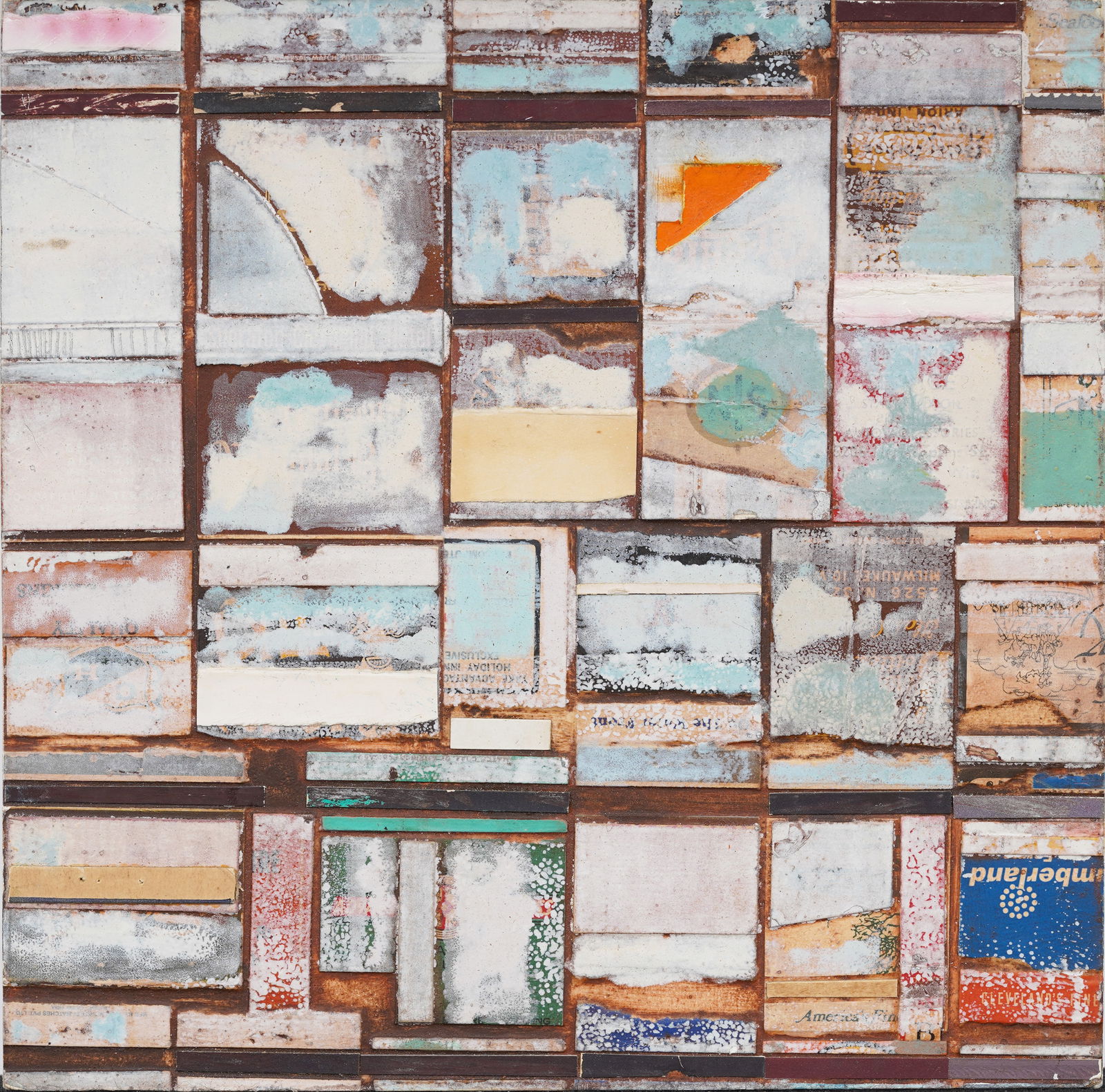 Vintage Patterned Abstract Mixed Media Painting on Panel Signed and Dated (1 of 6)