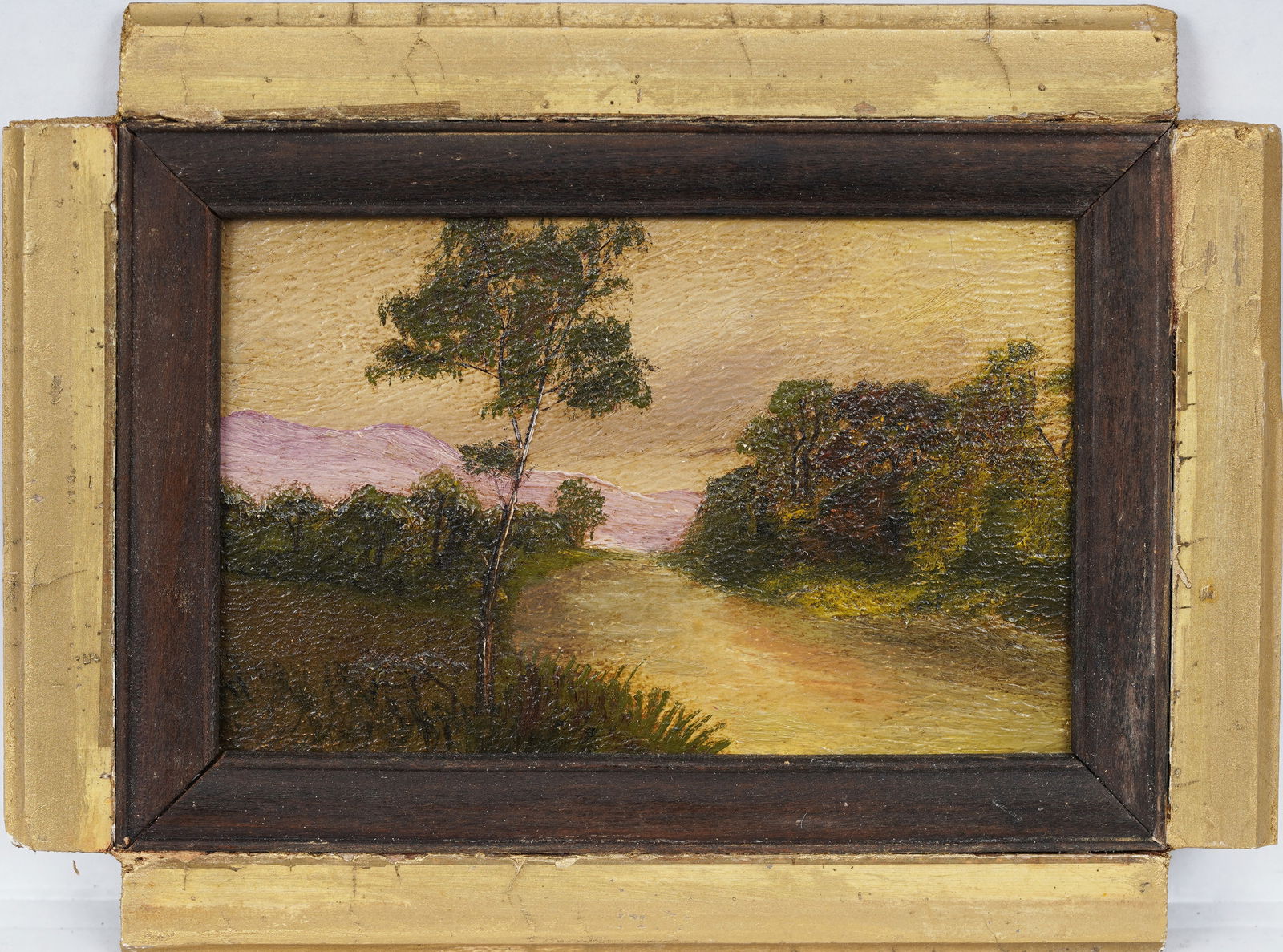 Vintage American Sunrise Wetlands Impressionist Marsh Landscape Original Oil Painting (1 of 4)