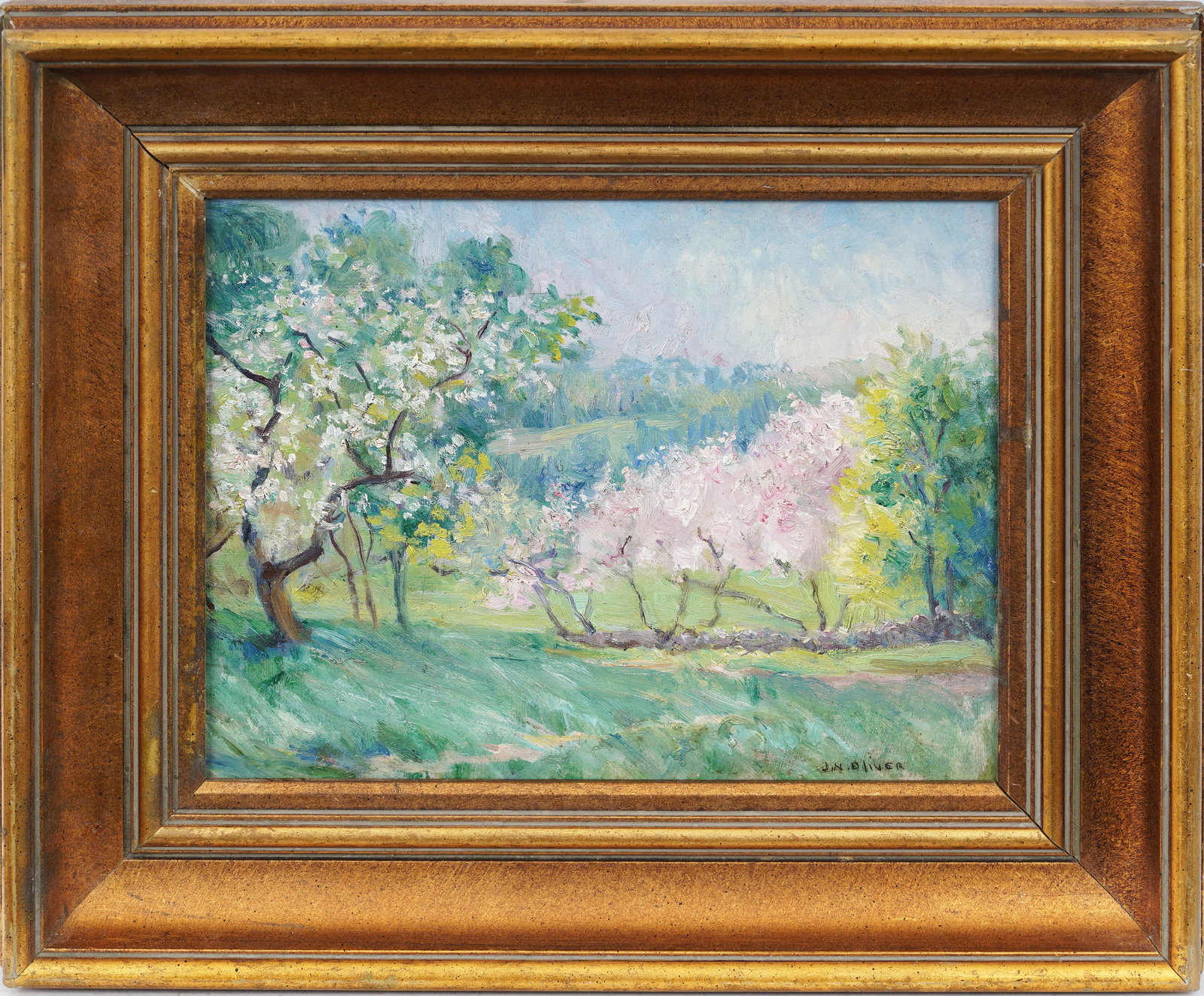 Jean Nutting Oliver (1883-1946) Vintage American Cherry Blossom Landscape Original Oil Painting (1 of 7)