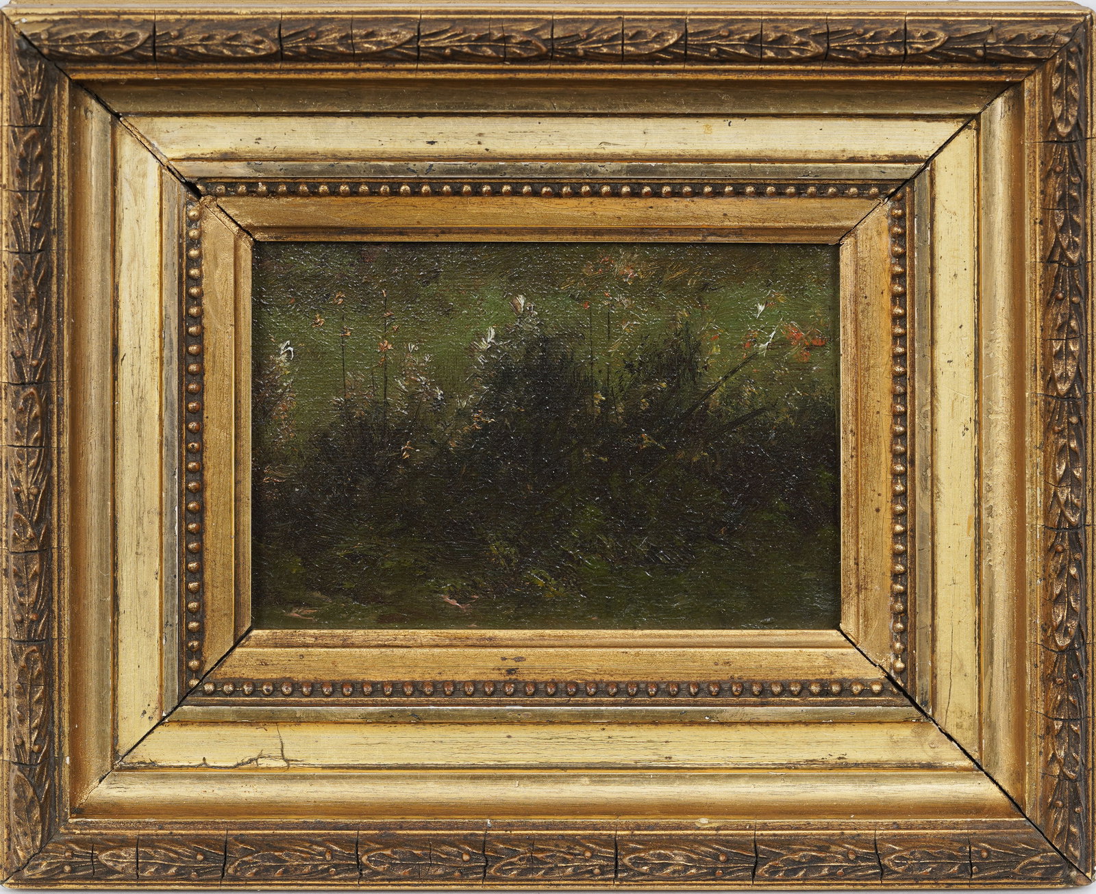 Vintage American Impressionist Wildflower Thatch Original Framed Oil Painting (1 of 4)