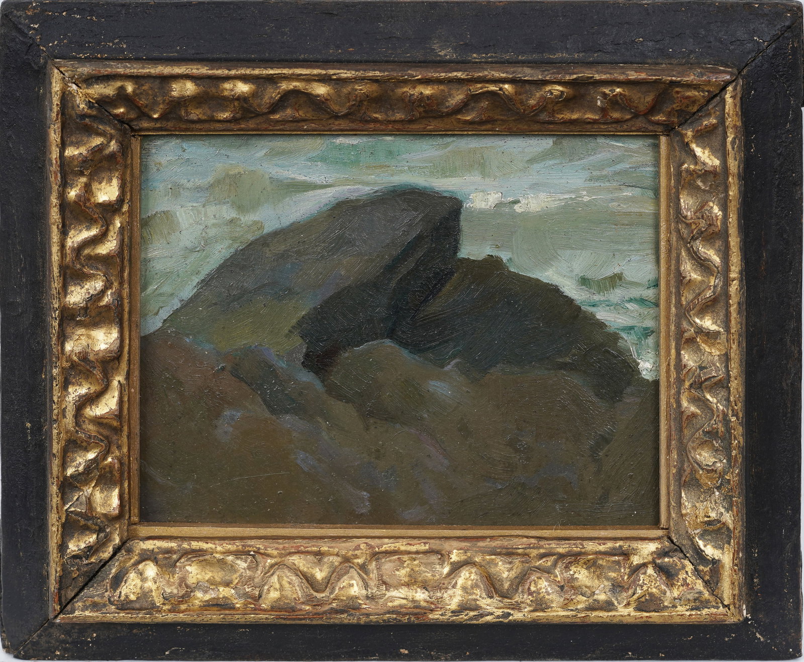 Vintage American Rocky Coast Original Framed Impressionist Seascape Oil Painting (1 of 4)