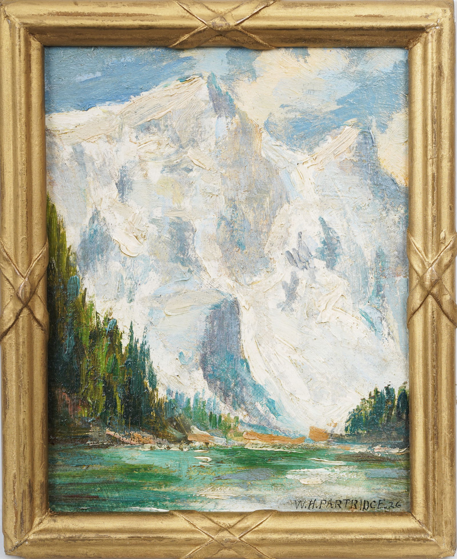 W. H. Partridge (b. 1858) Antique American Glacial Mountain Lake Landscape Original Oil Painting (1 of 5)