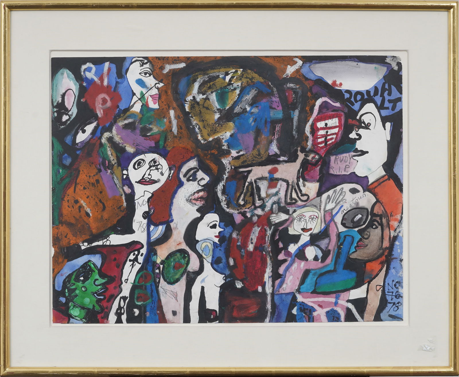 Vintage American 1978 Surreal Abstract Figurative Original Framed Watercolor Painting (1 of 10)