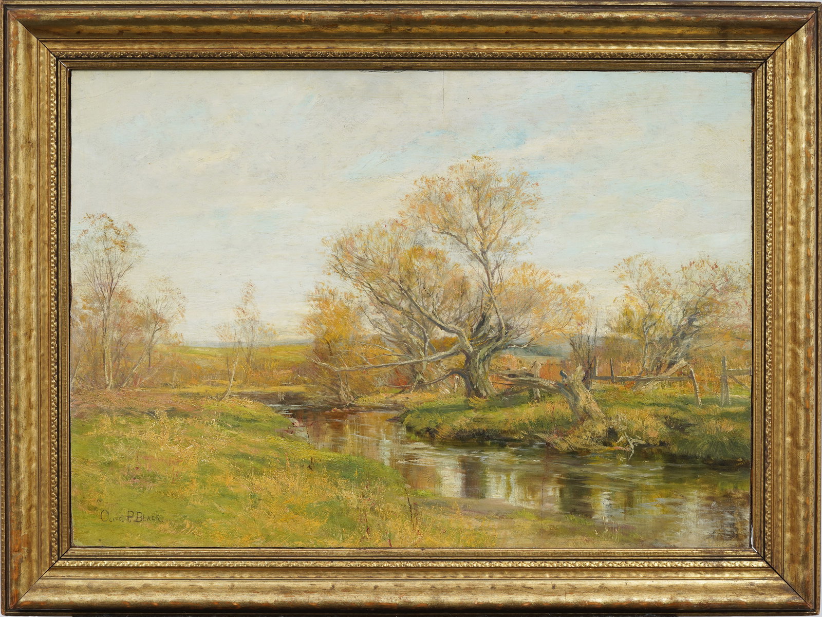 Olive Parker Black (1868-1948) Antique Massachusetts Autumn Rural Landscape Original Oil Painting (1 of 8)