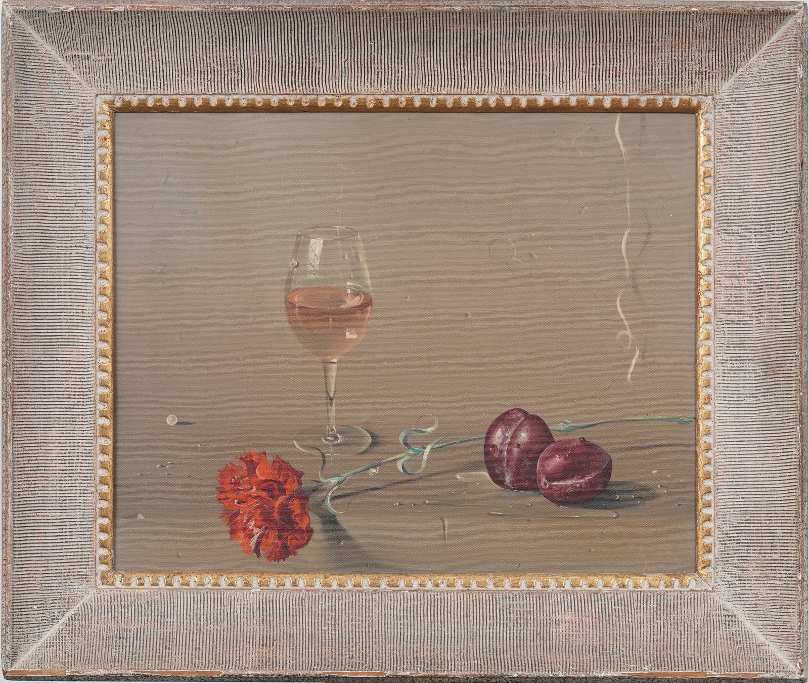 Igor Pantuhoff (1911-1972) Vintage Surreal Flower and Plum Still Life Nicely Framed Oil Painting (1 of 10)