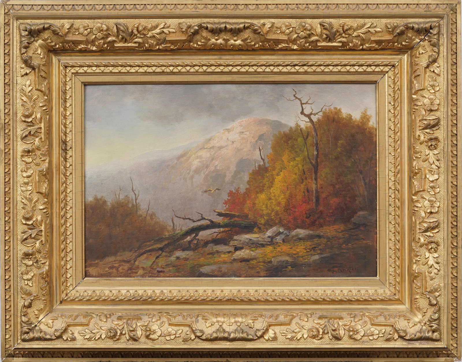 Signed Vintage American Mountain View Autumn Landscape Original Framed Oil Painting (1 of 10)