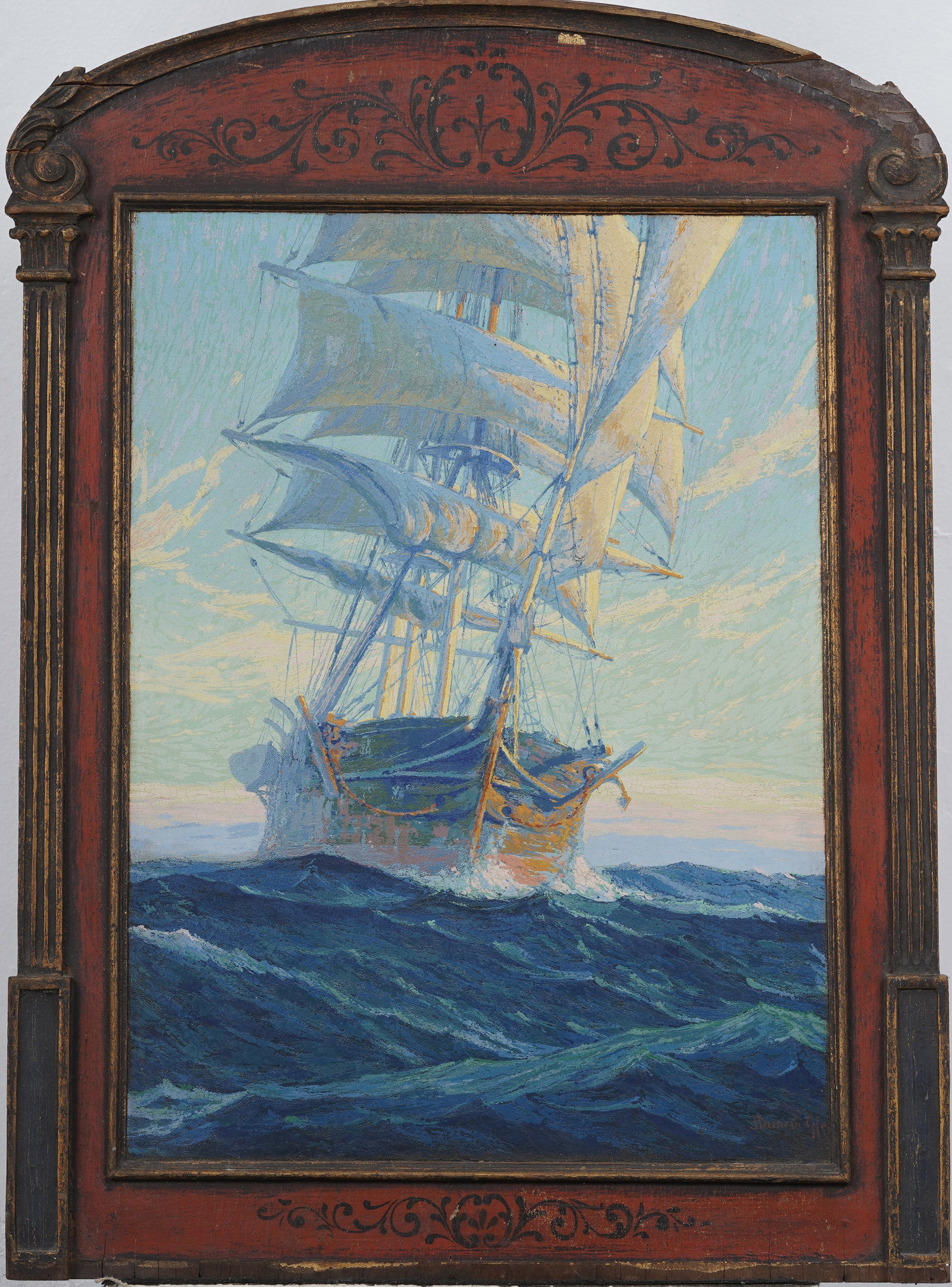 Joe Duncan Gleason 1881-1959 Signed Large American Impressionist Sailboat Seascape Oil Painting (1 of 10)