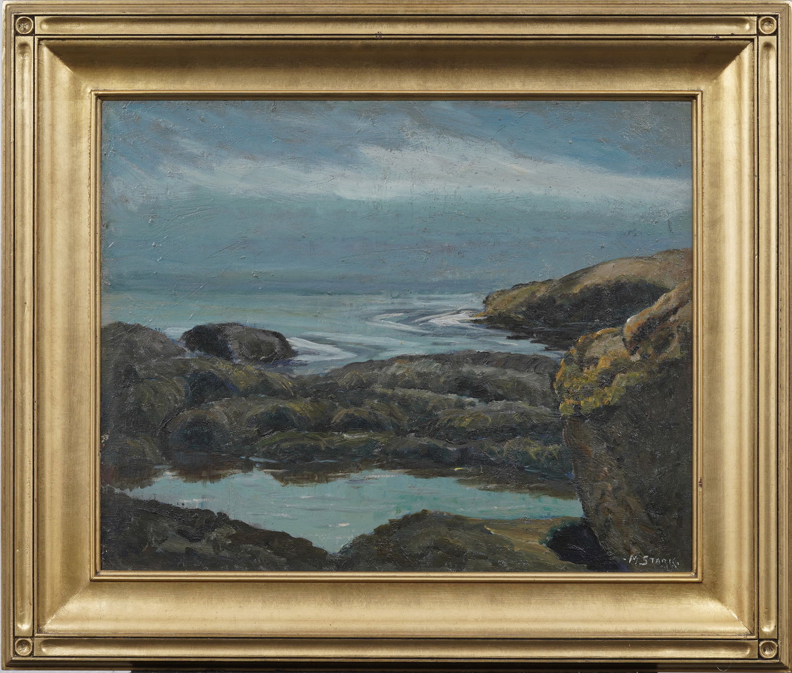 Melville F Stark 1903-1987 Vintage American Impressionist Coastal Beach Scene Original Oil Painting (1 of 8)