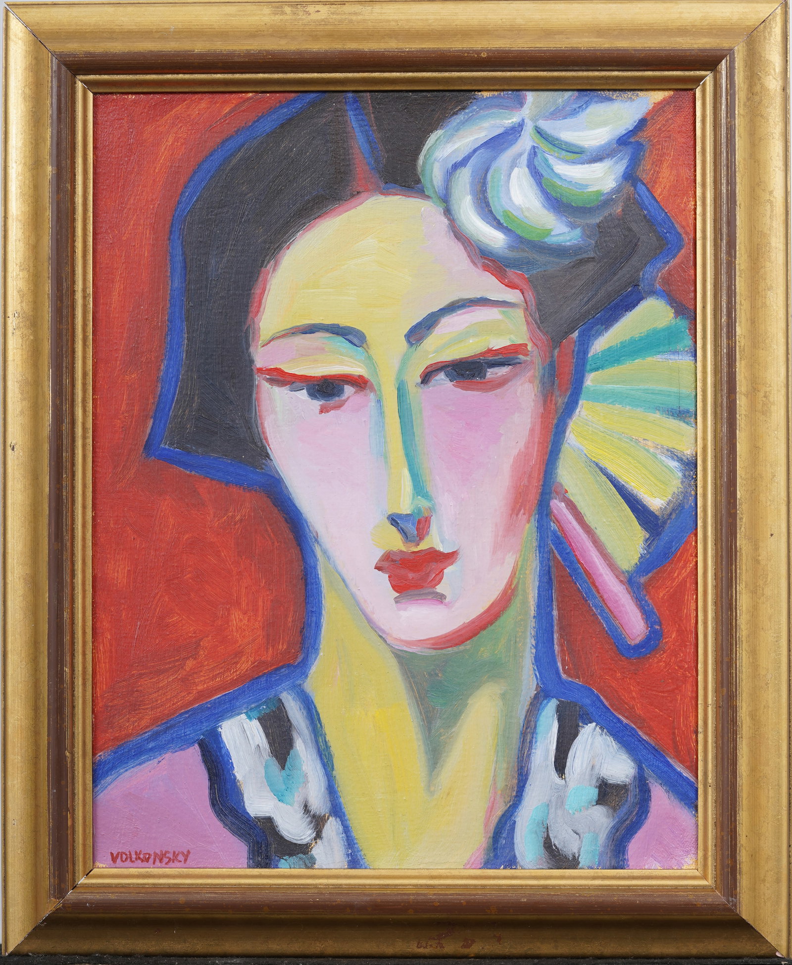 Vintage American or European School Fauvist Woman Portrait Framed Original Oil Painting (1 of 6)