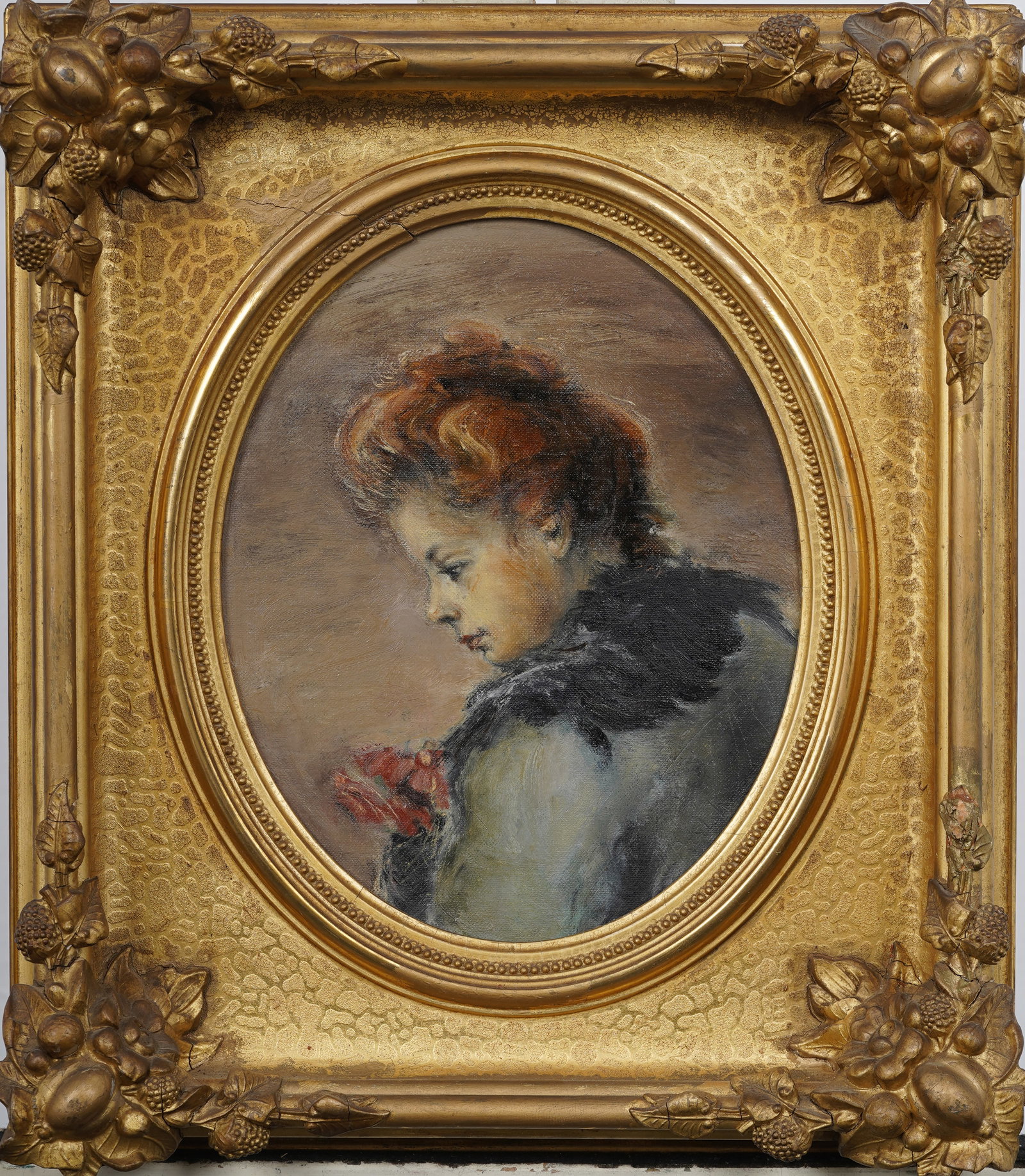 Vintage American or French Impressionist Finely Framed Woman Portrait Original Oil Painting (1 of 5)