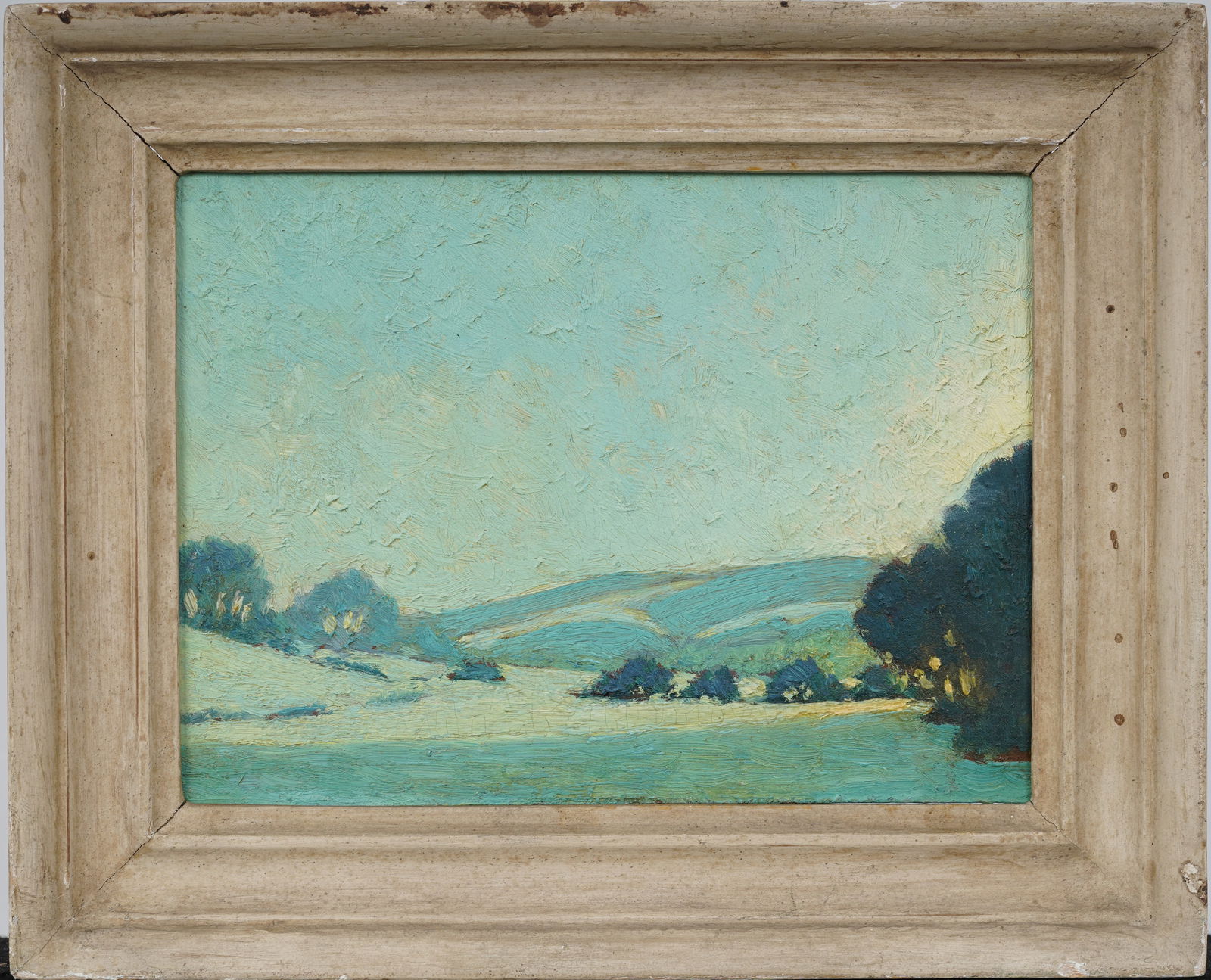 Vintage American Glowing Green Fauvist Landscape Important Framed Original Landscape Oil Painting (1 of 7)