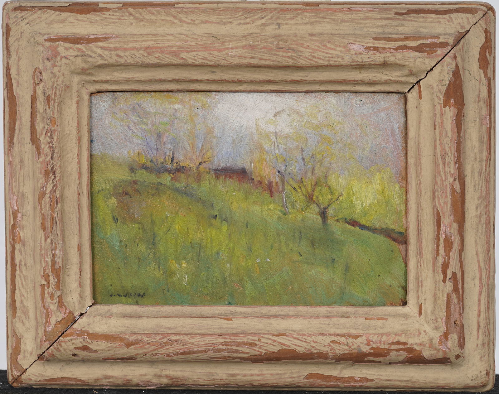 Jean Nutting Oliver 1883-1946 RARE Signed Antique American Impressionist Landscape Oil Painting (1 of 6)