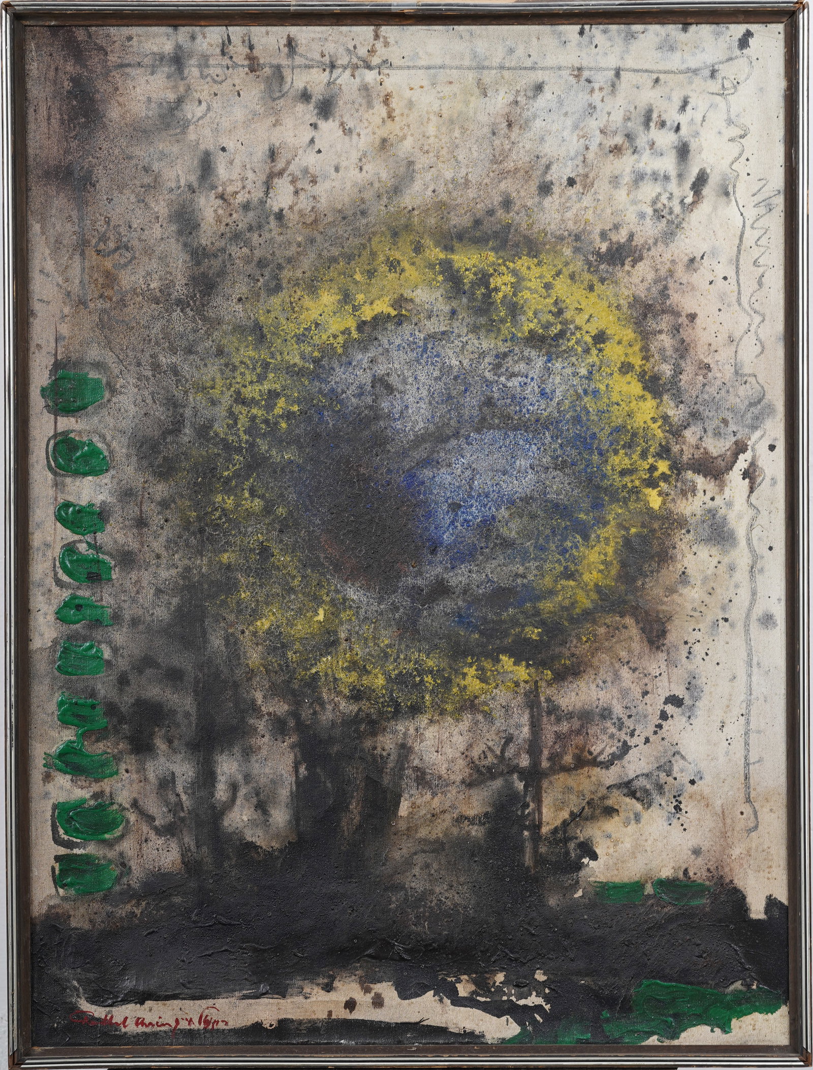 Signed Vintage Modernist Abstract Landscape Original Oil Painting (1 of 8)