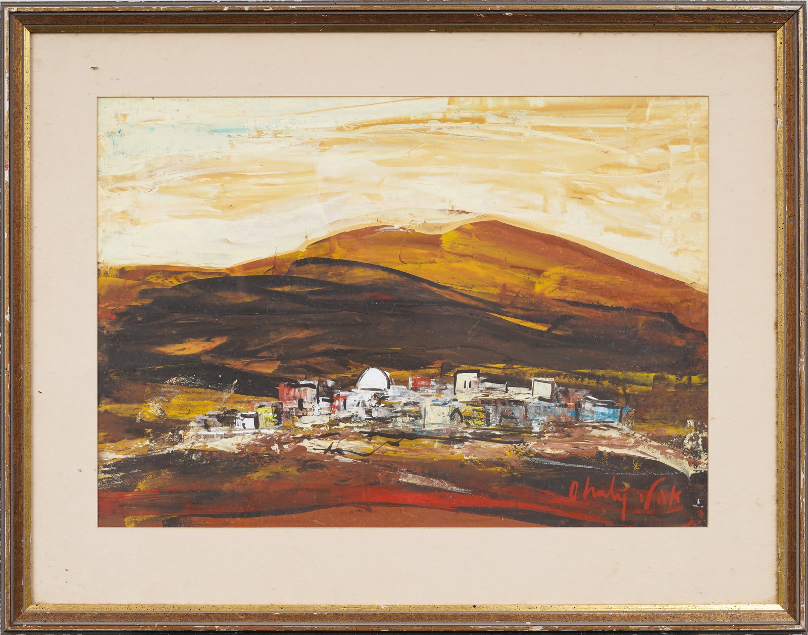 Shaul Ohaly (1922-2003) Vintage Israeli Skyline Desert Landscape Original Oil Painting (1 of 6)