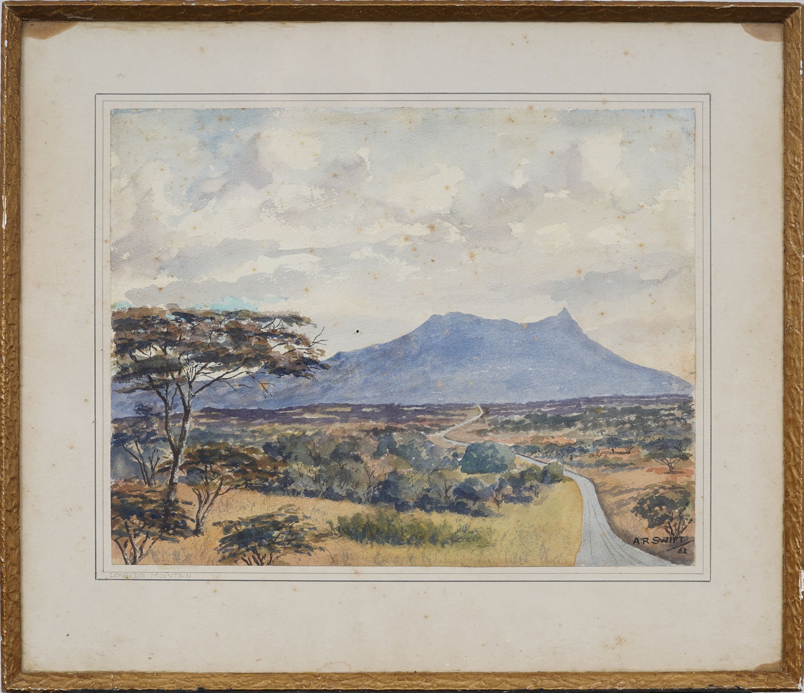 A.R. Swift Signed Vintage Original Watercolor of Longido Mountains Tanzania African Landscape (1 of 7)