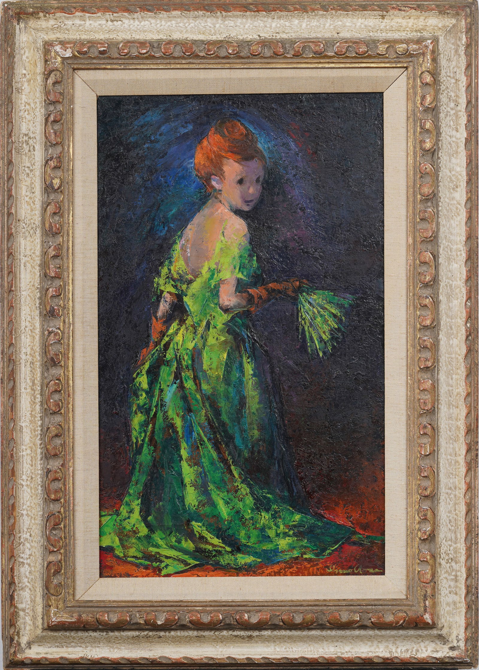 Signed Vintage American Cartoon Lady Formal Portrait Original Framed Oil Painting (1 of 8)