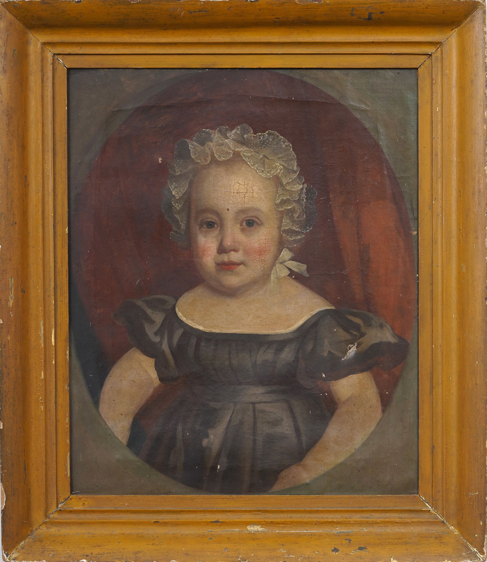 Antique European Aristocratic Baby Portrait Original Framed Oil Painting (1 of 5)
