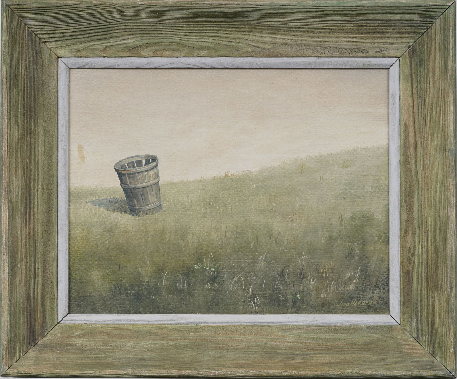 Jim Harrison (1936-2016) Vintage American Realist Carolina Landscape Original Framed Oil Painting: Vintage American realist oil painting. Oil on canvas. Signed. Framed. Measuring: 21 by 25 inches overall, and 14 by 18 painting alone. Please see all images for condition. Size is measured and written