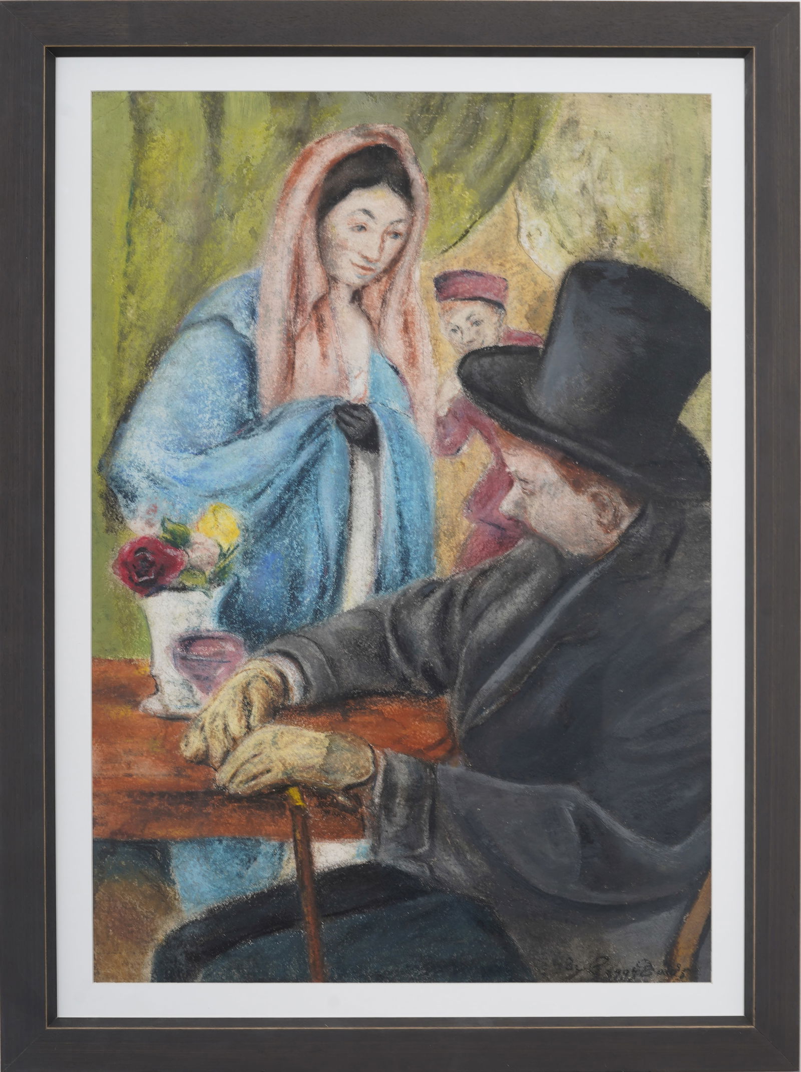 Peggy Dodds (1900-1987) Large Surrealist Signed Mixed Media Interior Scene Oil Pastel on Paper (1 of 8)