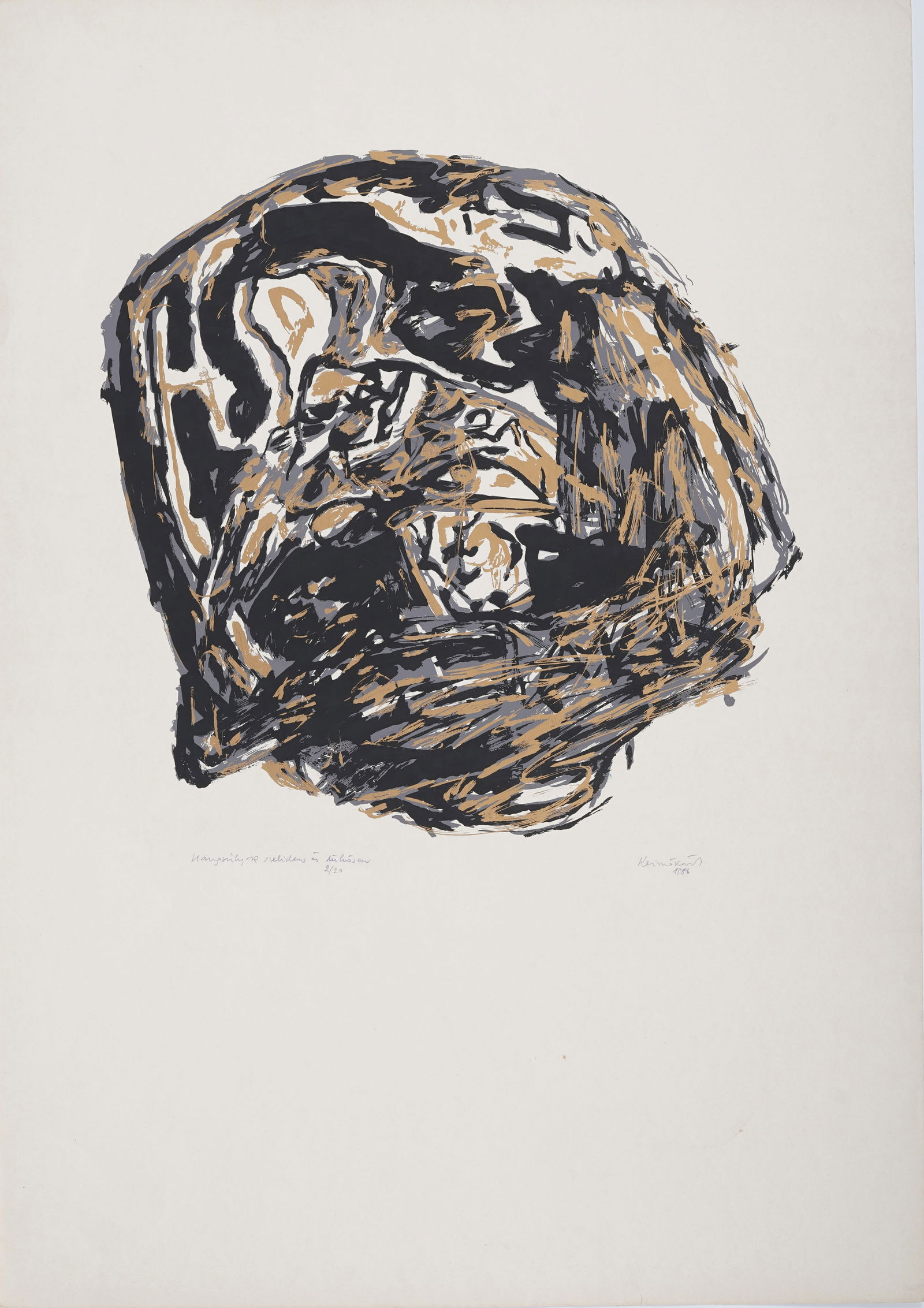 Signed Vintage American Modernist Gestural Abstract Original Lithograph (1 of 7)