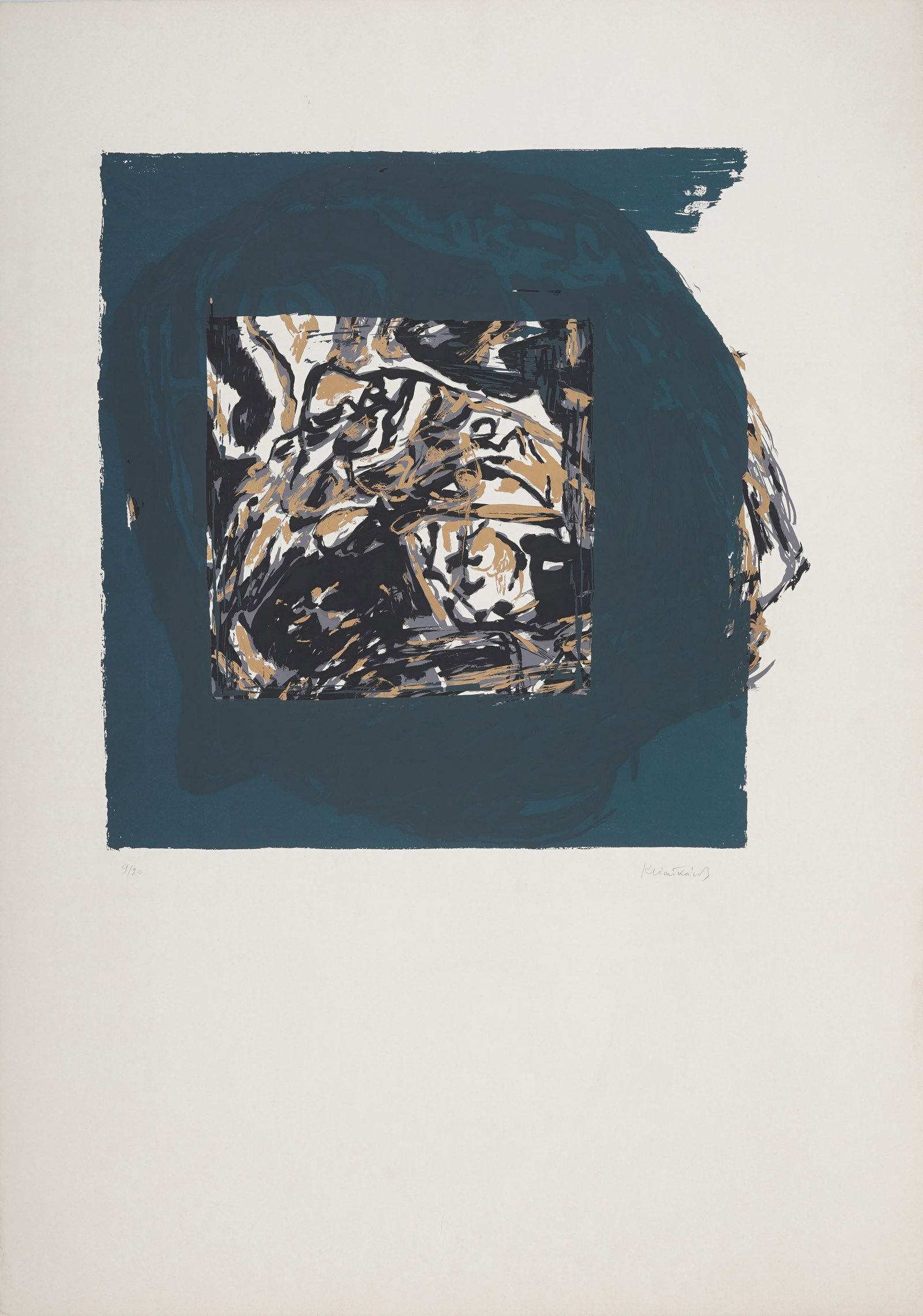 Signed Vintage American Modernist Gestural Abstract Original Lithograph (1 of 6)