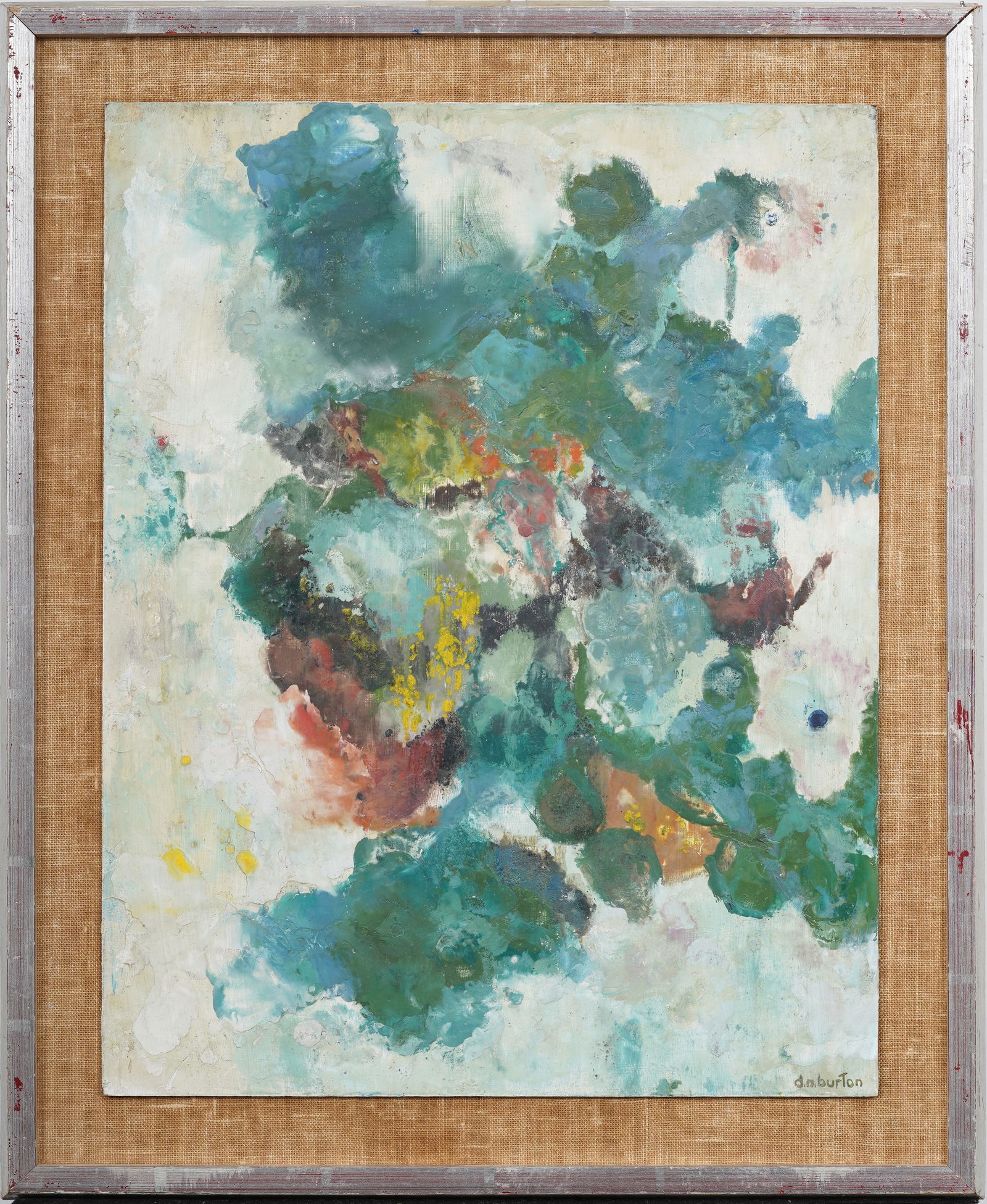 Vintage American Modernist Abstract Portrait Original Oil Painting Signed "D. N. Burton" (1 of 9)