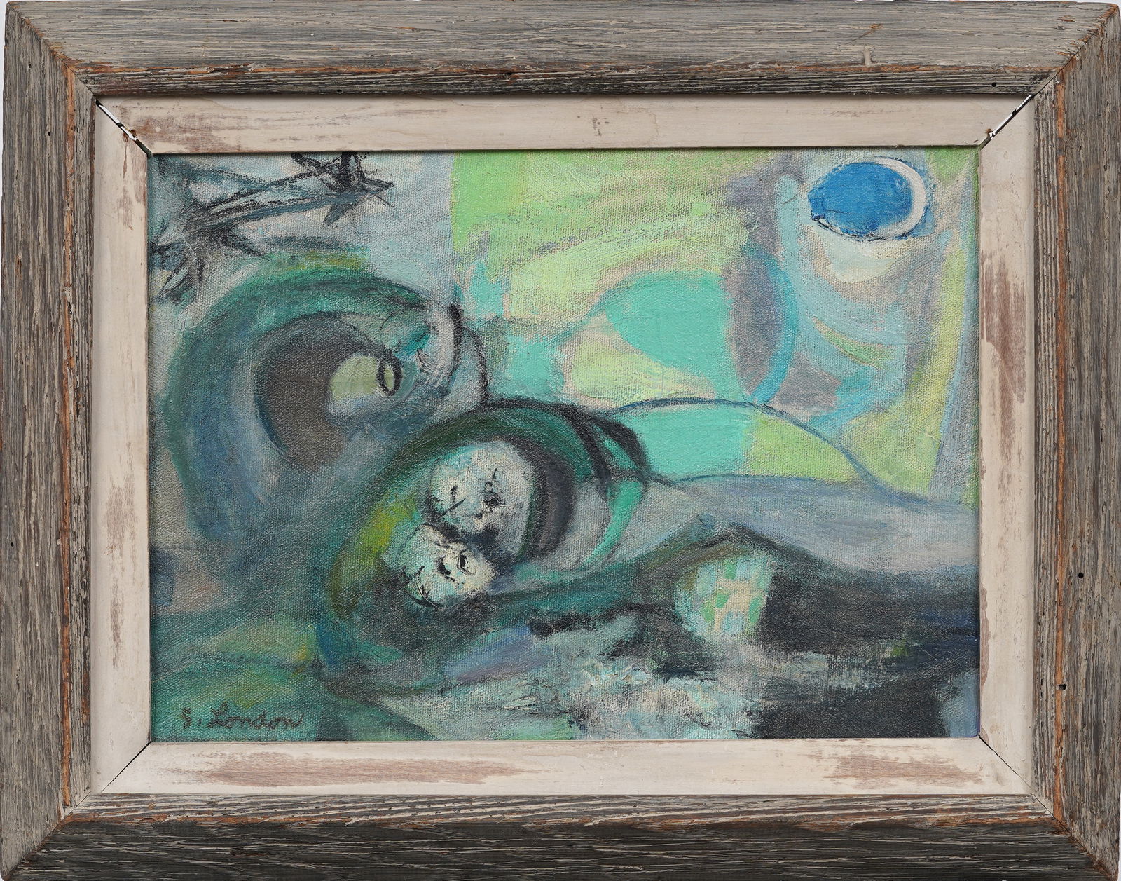 Vintage American Dreamy Abstract Moodscape Original Oil Painting in Period Frame (1 of 7)