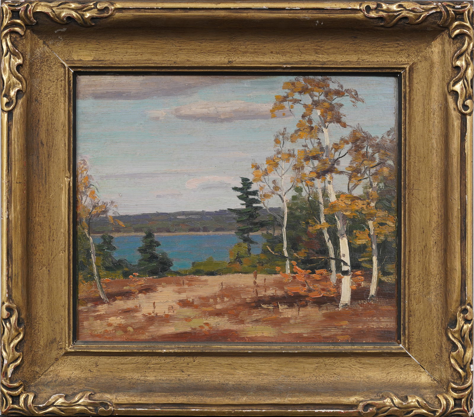 George A. Thomson (1868-1965) Canadian Autumn Lake Scene Landscape "View Near Leith" (1 of 8)