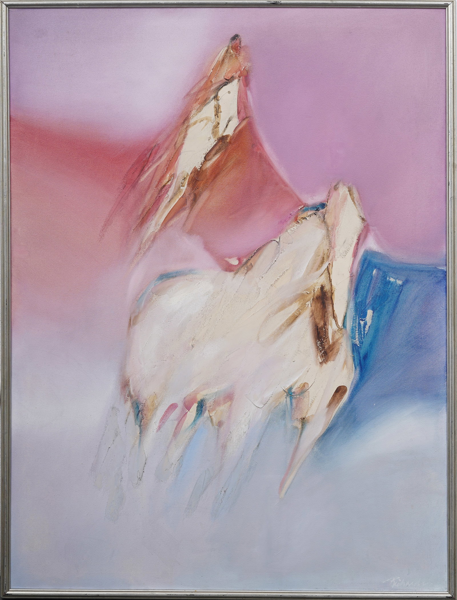 Vintage American Abstract Equestrian Crystal Horse Original Oil Painting Signed "Richards" (1 of 7)