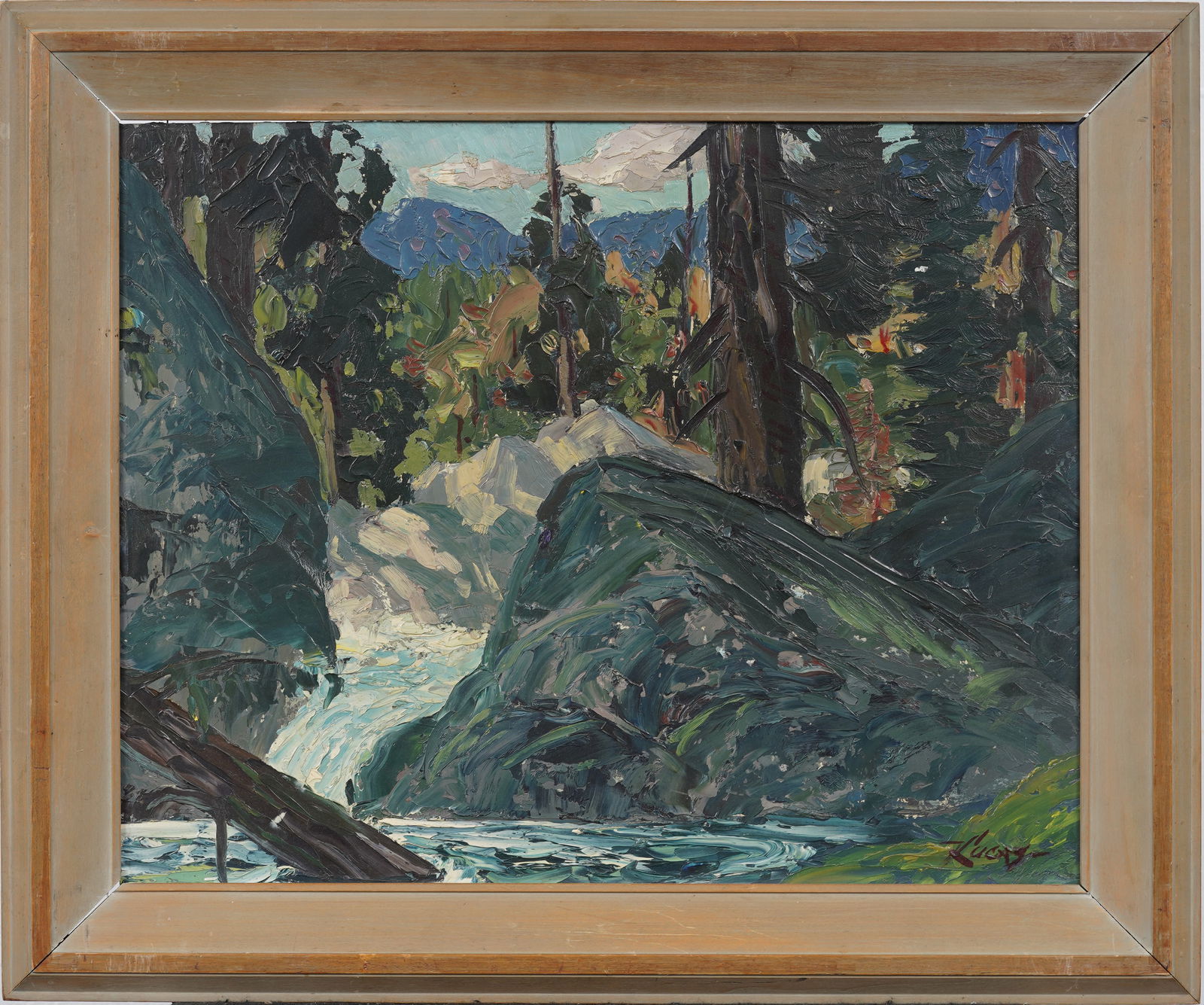 Vintage American Impressionist Mid Century River Landscape Original Oil Painting Signed "Lucas" (1 of 9)