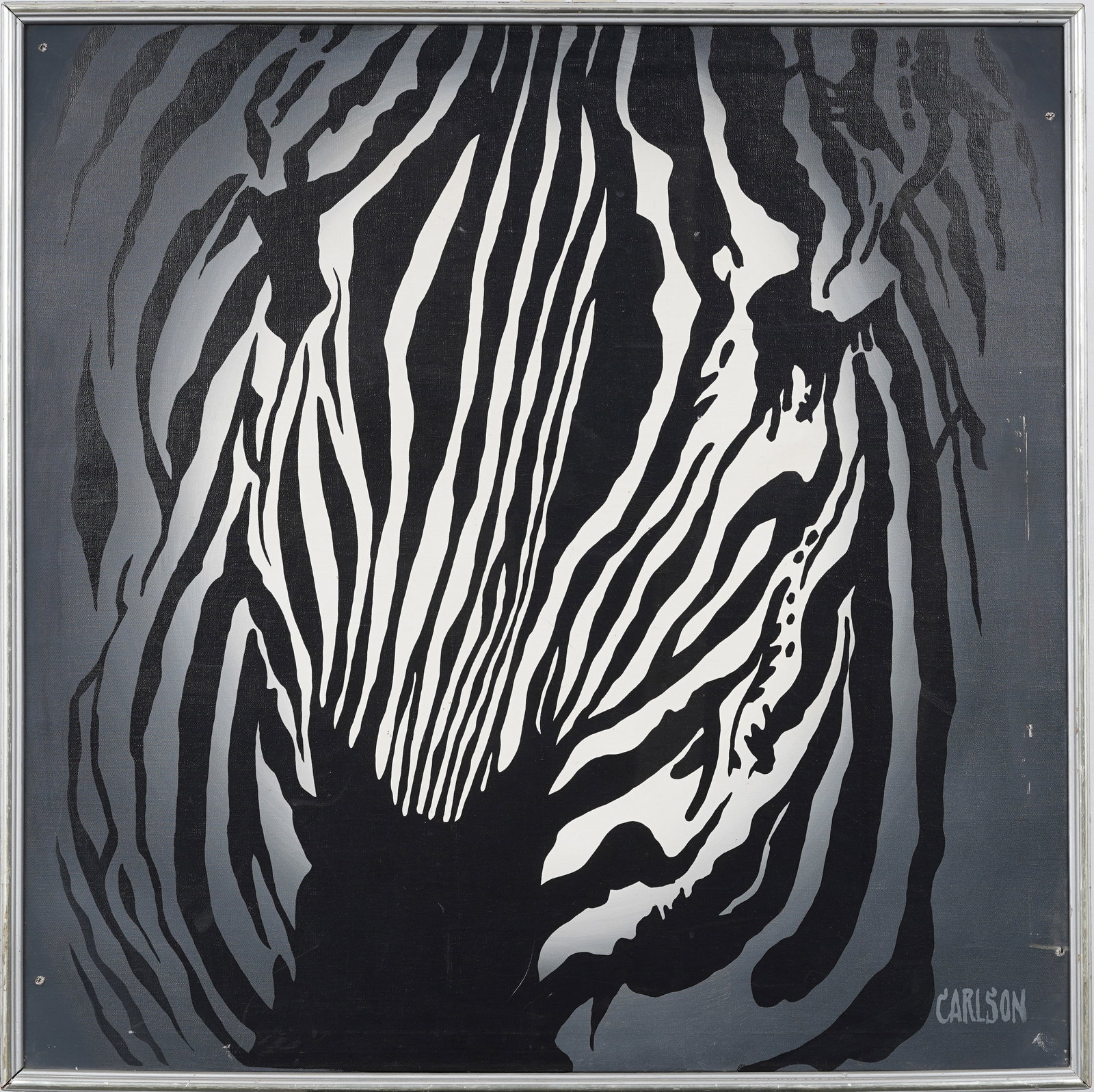 Large Vintage American Modernist Abstract Zebra Animal Portrait Framed Signed Original Oil Painting (1 of 7)