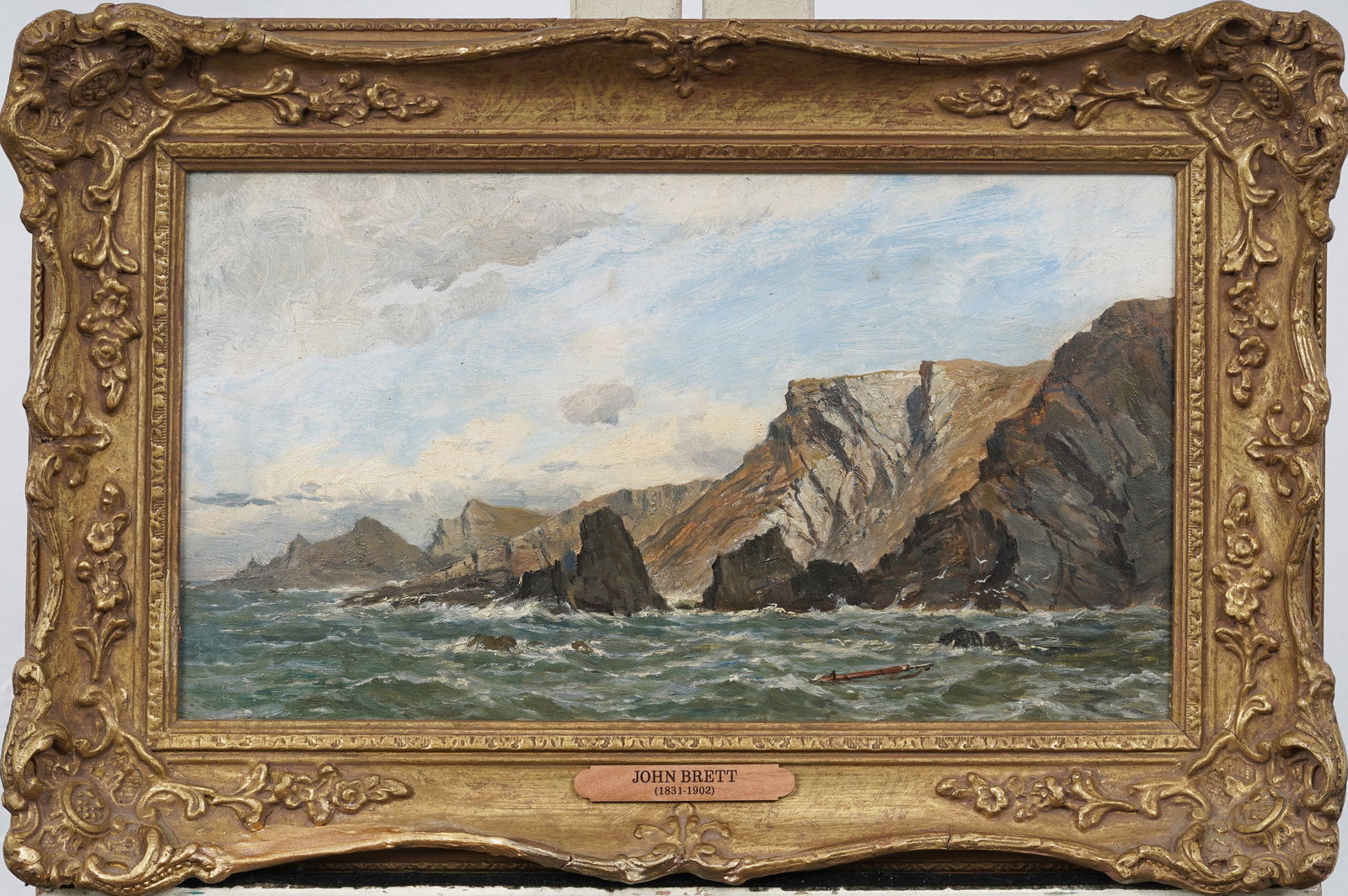 ATTR John Brett (1830-1902) Antique English Coastal Seascape Framed Original Oil Painting (1 of 12)
