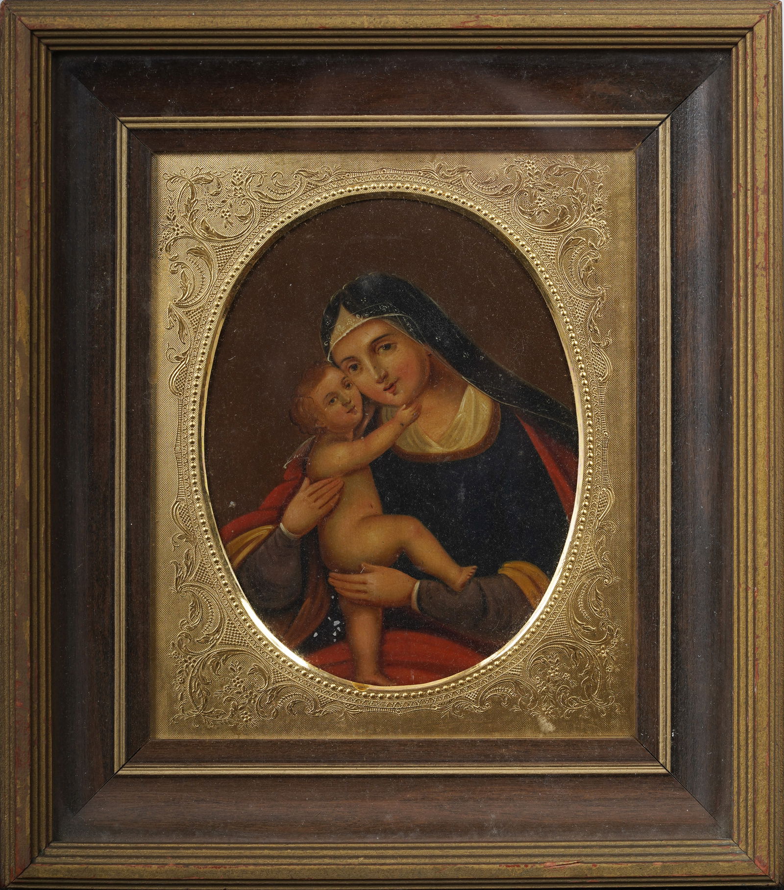 Antique Miniature European Classical Portrait Framed Oil Painting (1 of 4)