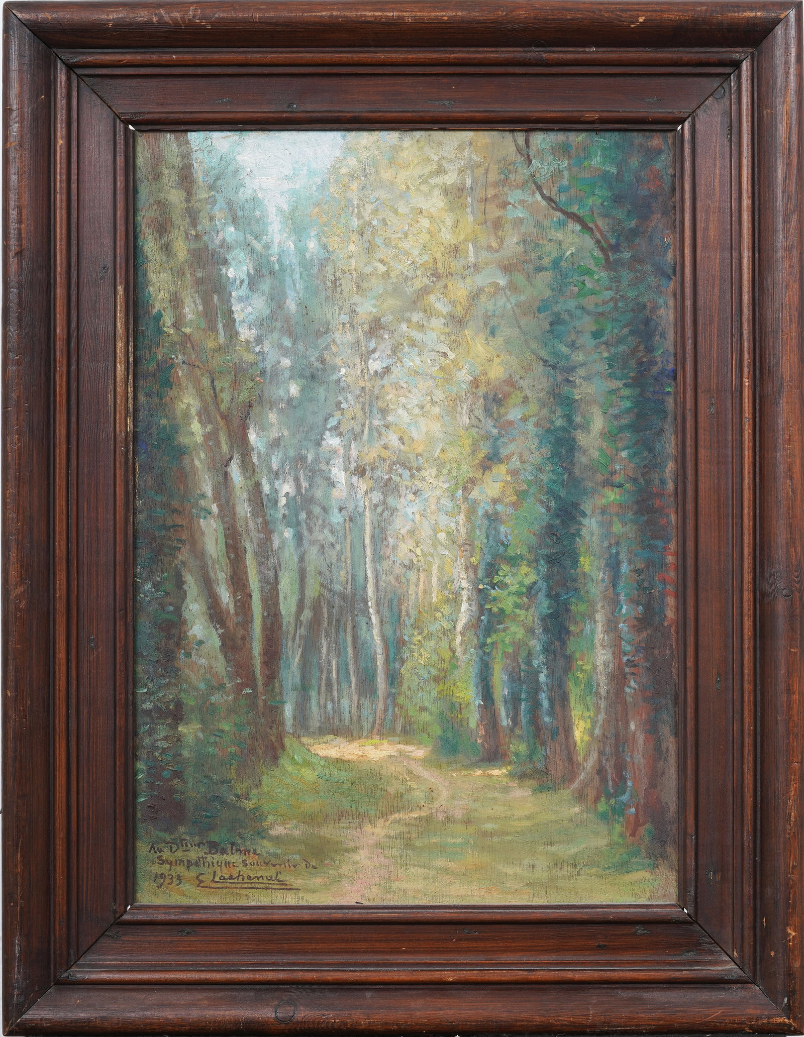 Signed Vintage French Impressionist Forest Scene Framed Original Oil Painting (1 of 6)