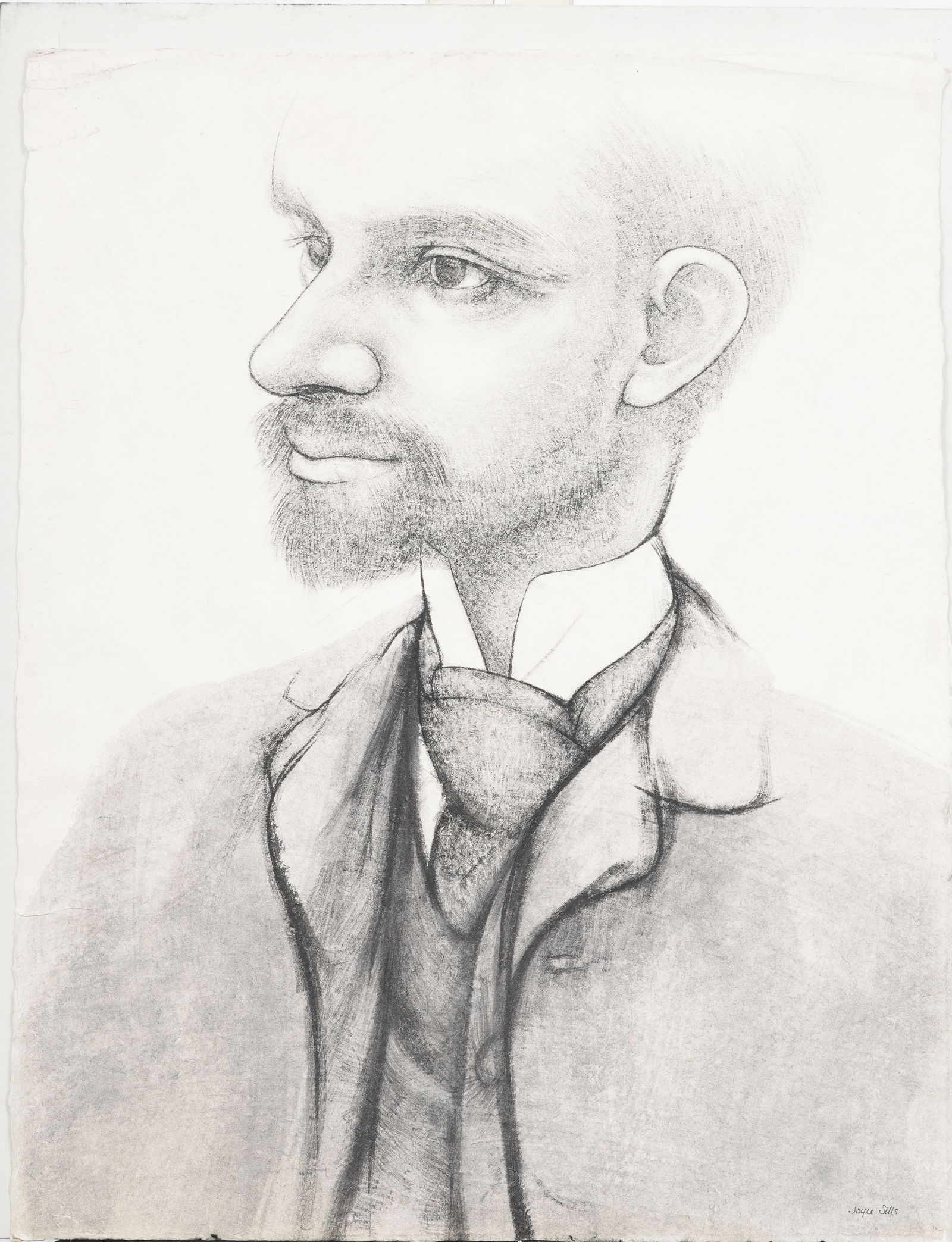 Joyce Sills Vintage American School Modernist Portrait Original Drawing (1 of 5)