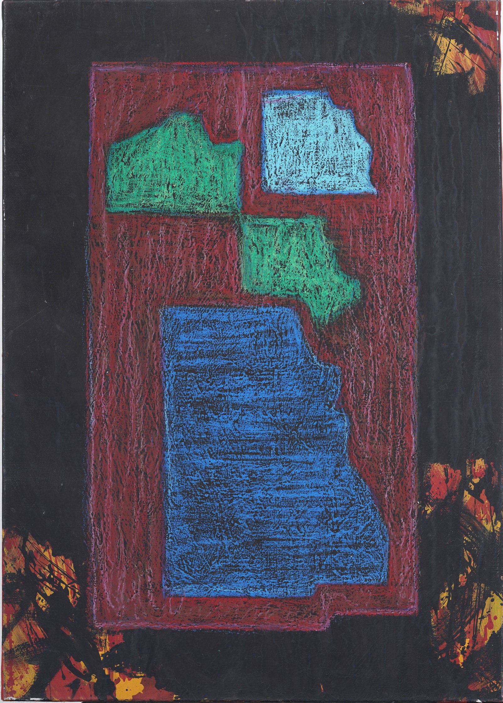 Vintage American School Abstract Expressionist Minimal Original Oil Painting (1 of 5)