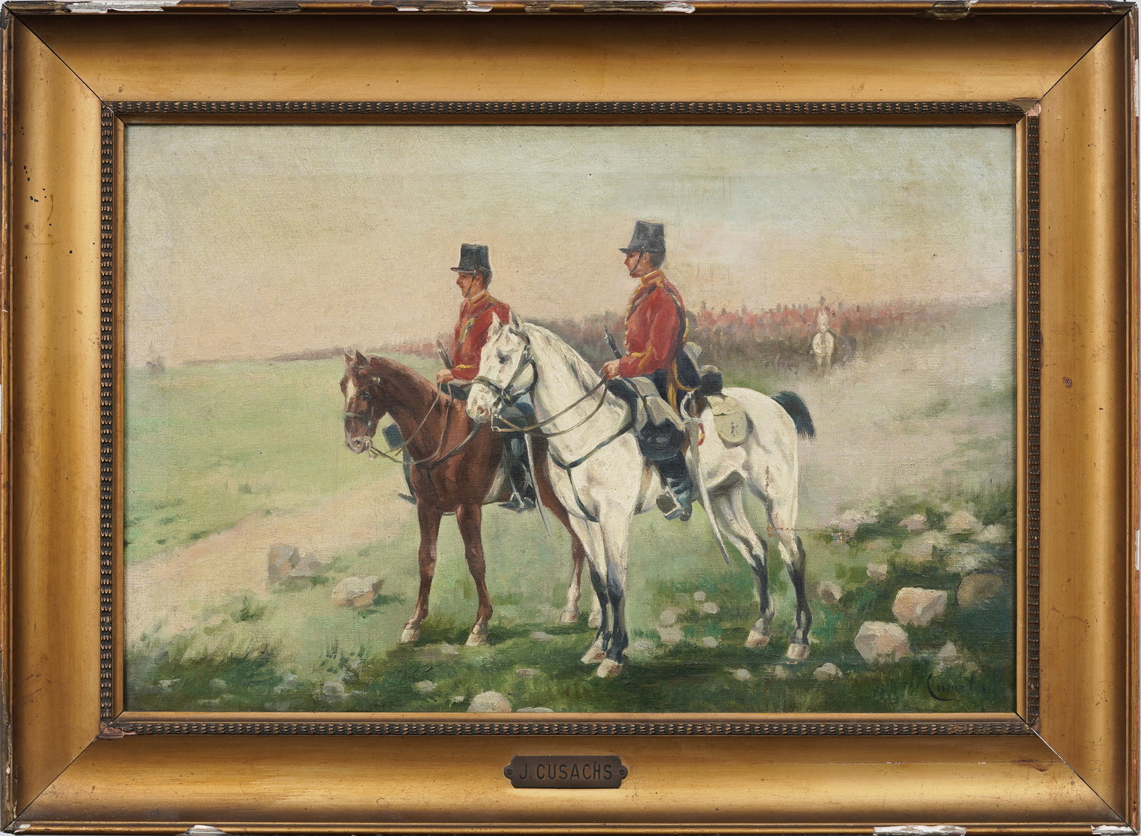 Jose Cusachs 1851-1908 Antique French Impressionist Horseback Landscape Equestrian Oil Painting (1 of 8)