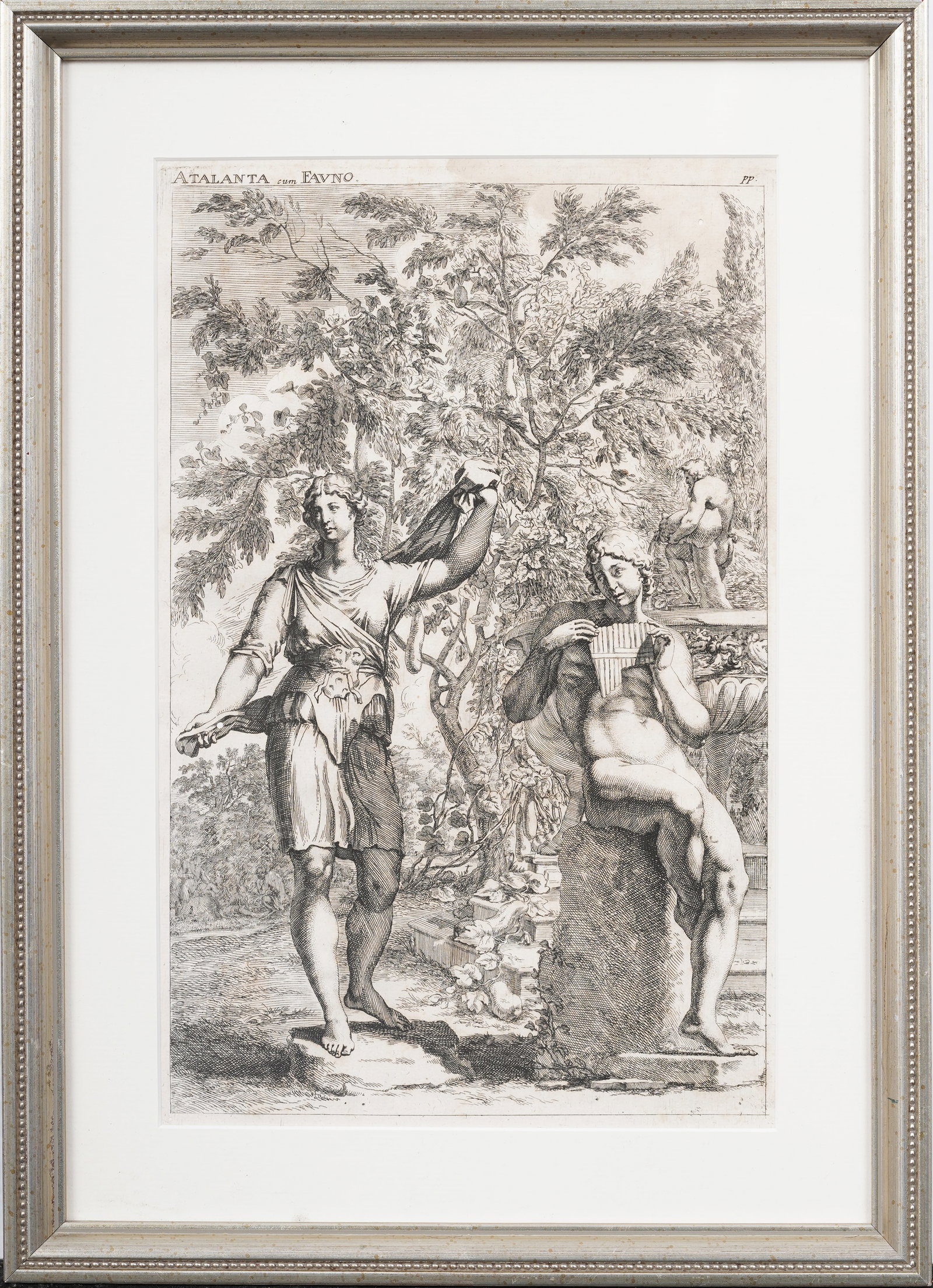 Vintage Engraving "Atalanta Cum Fauno" after German Baroque artist Joachim von Sandrart (1 of 8)