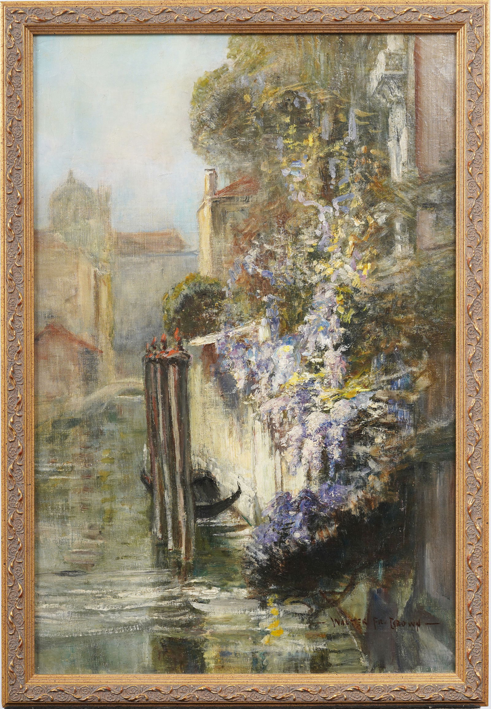 Walter Francis Brown (1853-1929) Large Antique Impressionist Venice Canal Original Oil Painting (1 of 6)