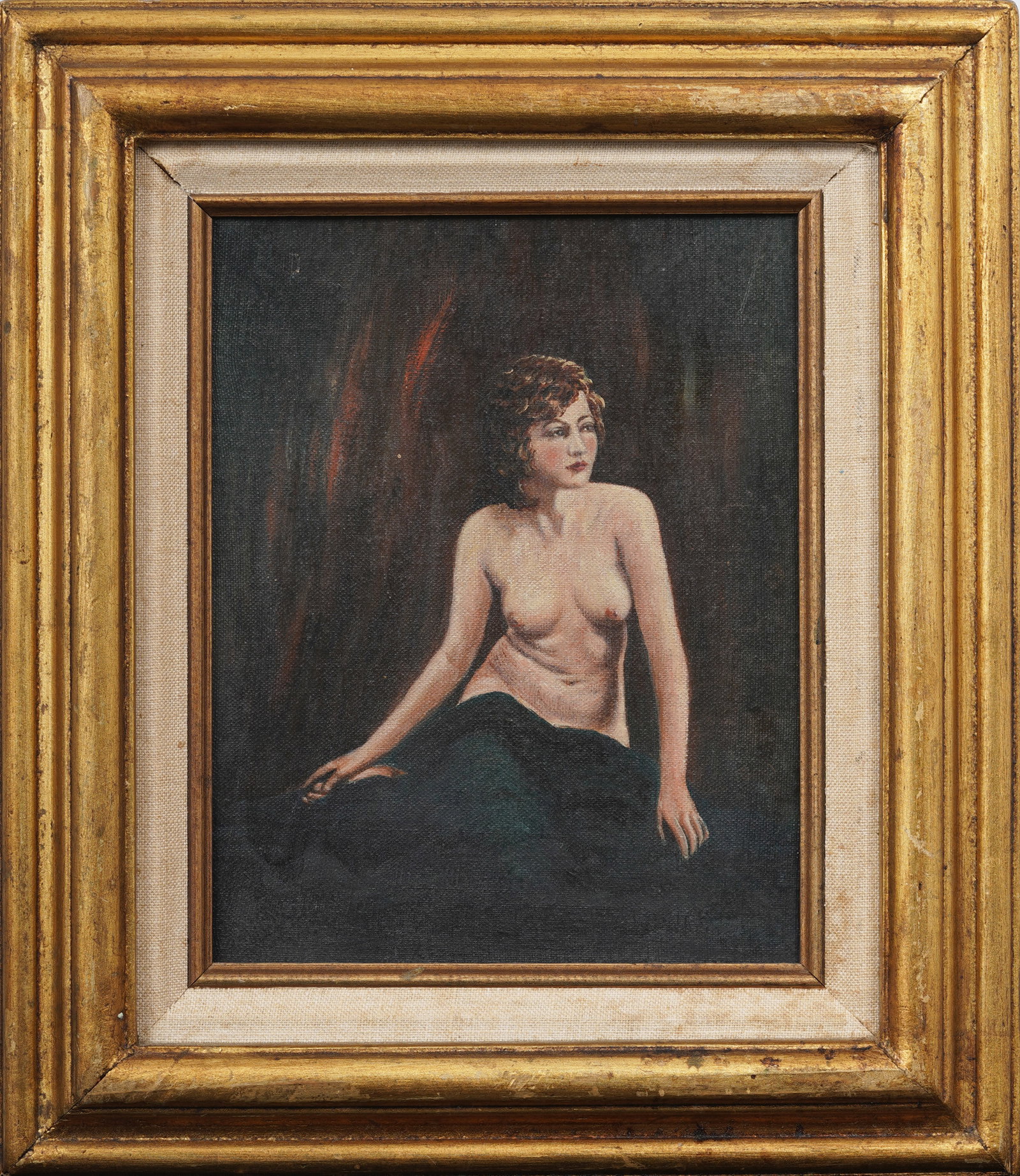 Vintage American Nude Figure Portrait Original Oil Painting Signed "C.C.Beall": Vintage American oil painting. Measuring: 15 by 13 inches overall, and 10 by 8 painting alone. Please see all images for condition. Size is measured and written on the back of the painting or next to