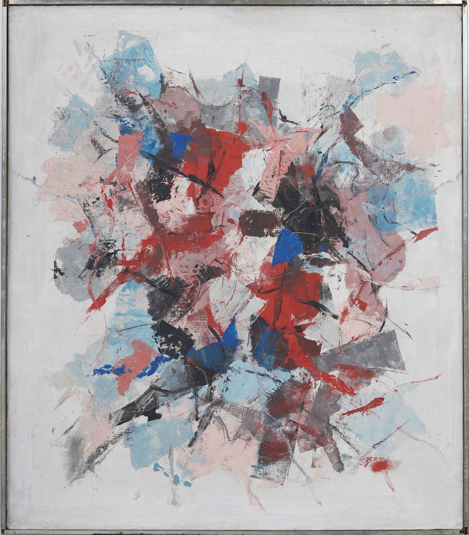 Francis Brow (20th C.) "Fiesta" Signed and Exhibited Mid Century Abstract Expressionist Oil Painting (1 of 9)