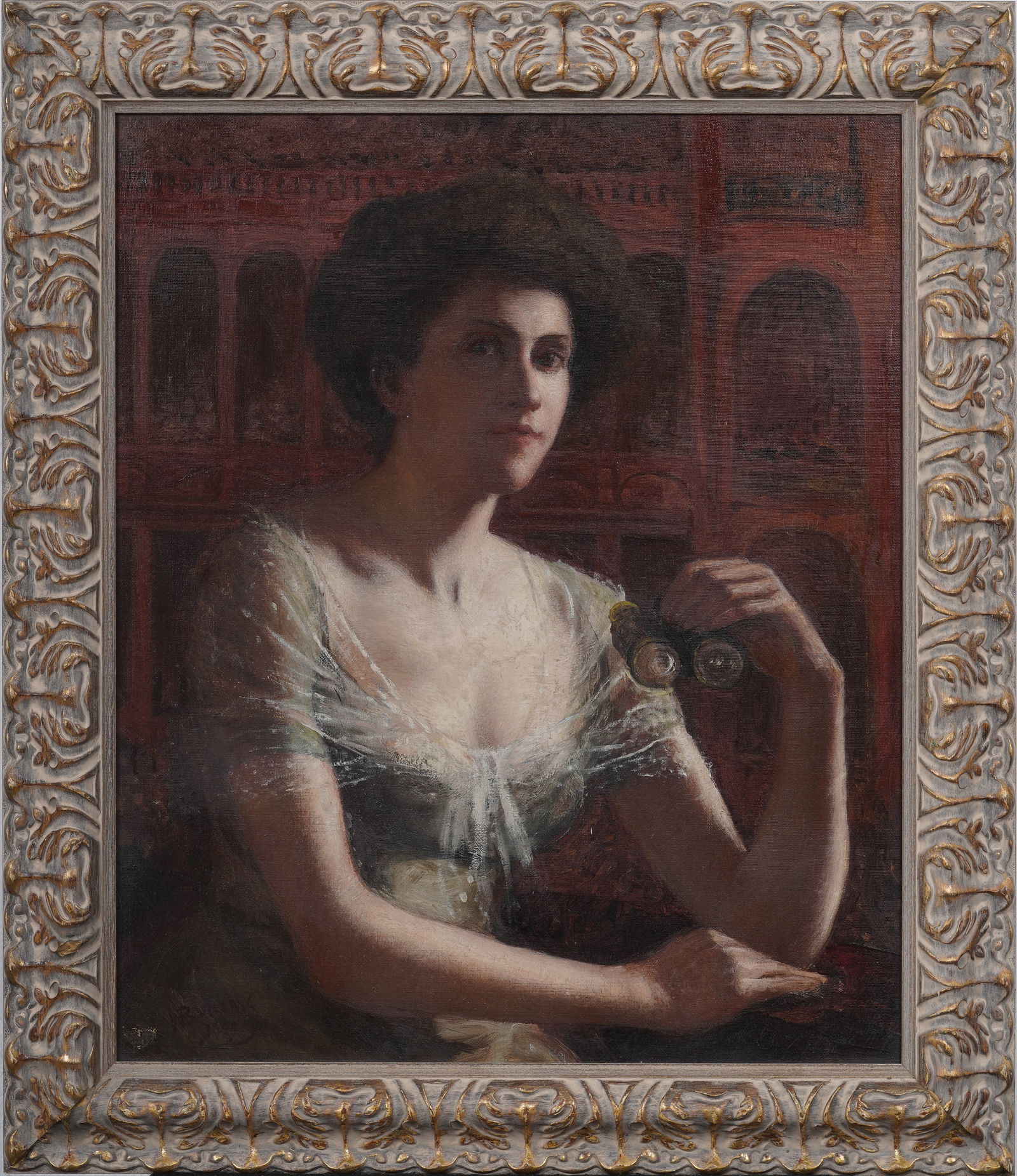 William Richard Bunting (1866-1944) Antique British Sophisticate Woman at the Opera Oil Painting (1 of 8)