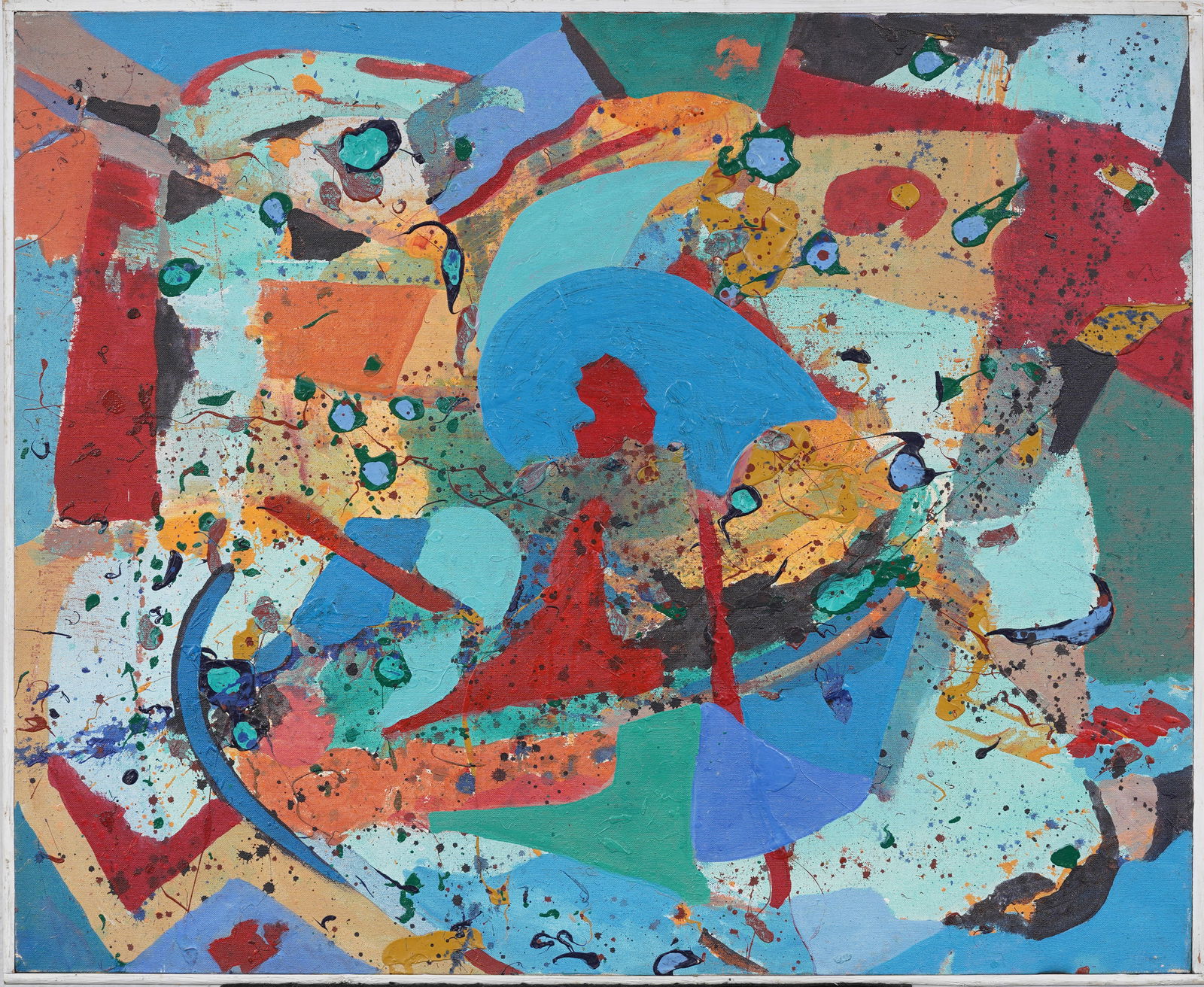 Vintage American Colorful Abstract Expressionist Original Oil Painting (1 of 5)