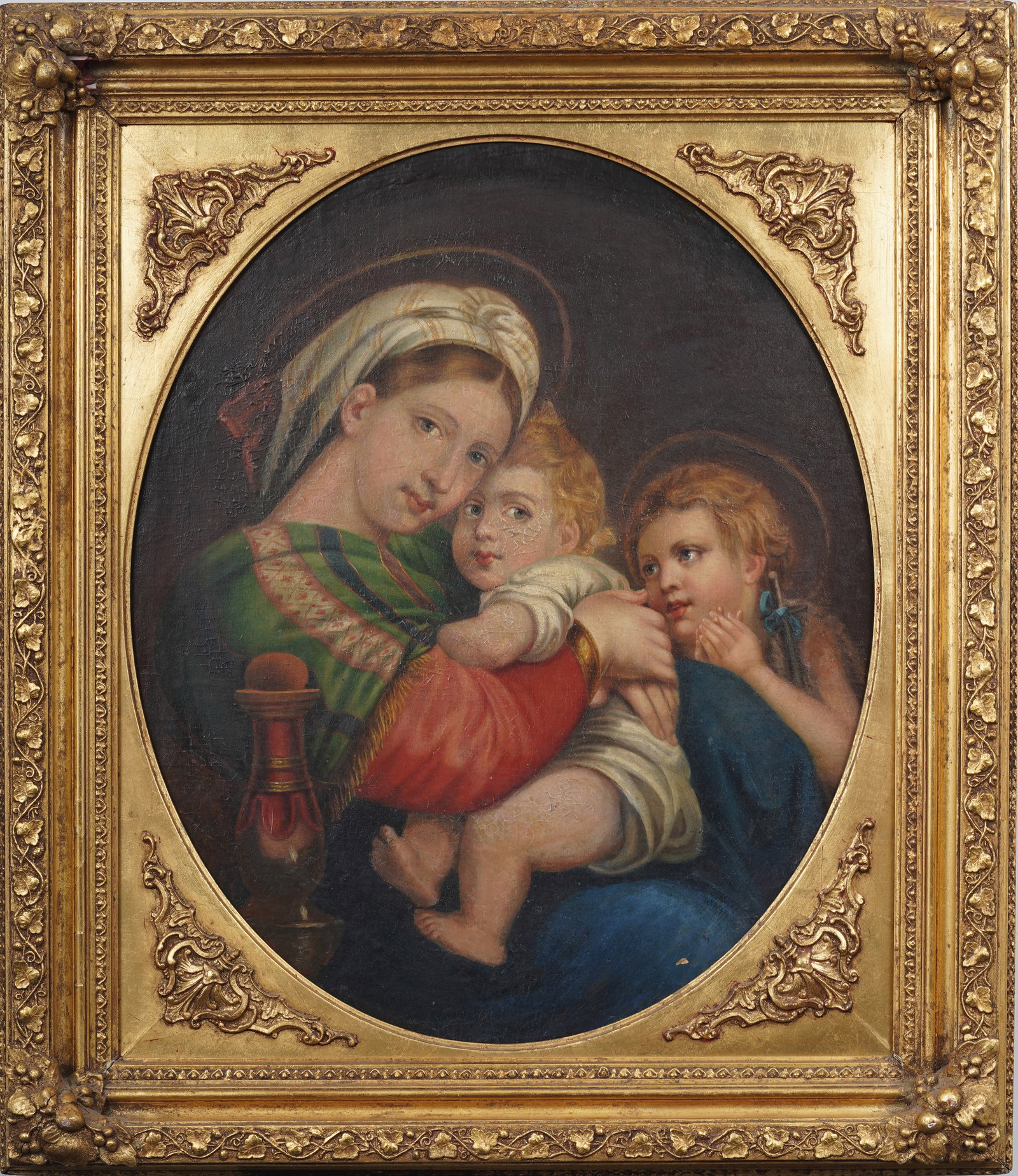 Antique European Madonna and Child Portrait, after Raphael, Finely Framed Oil Painting (1 of 7)