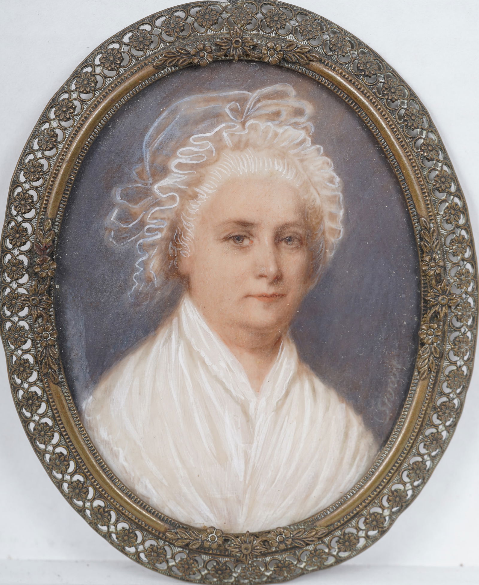 Vintage Miniature American Signed Gouache Portrait of Martha Washington (1 of 5)