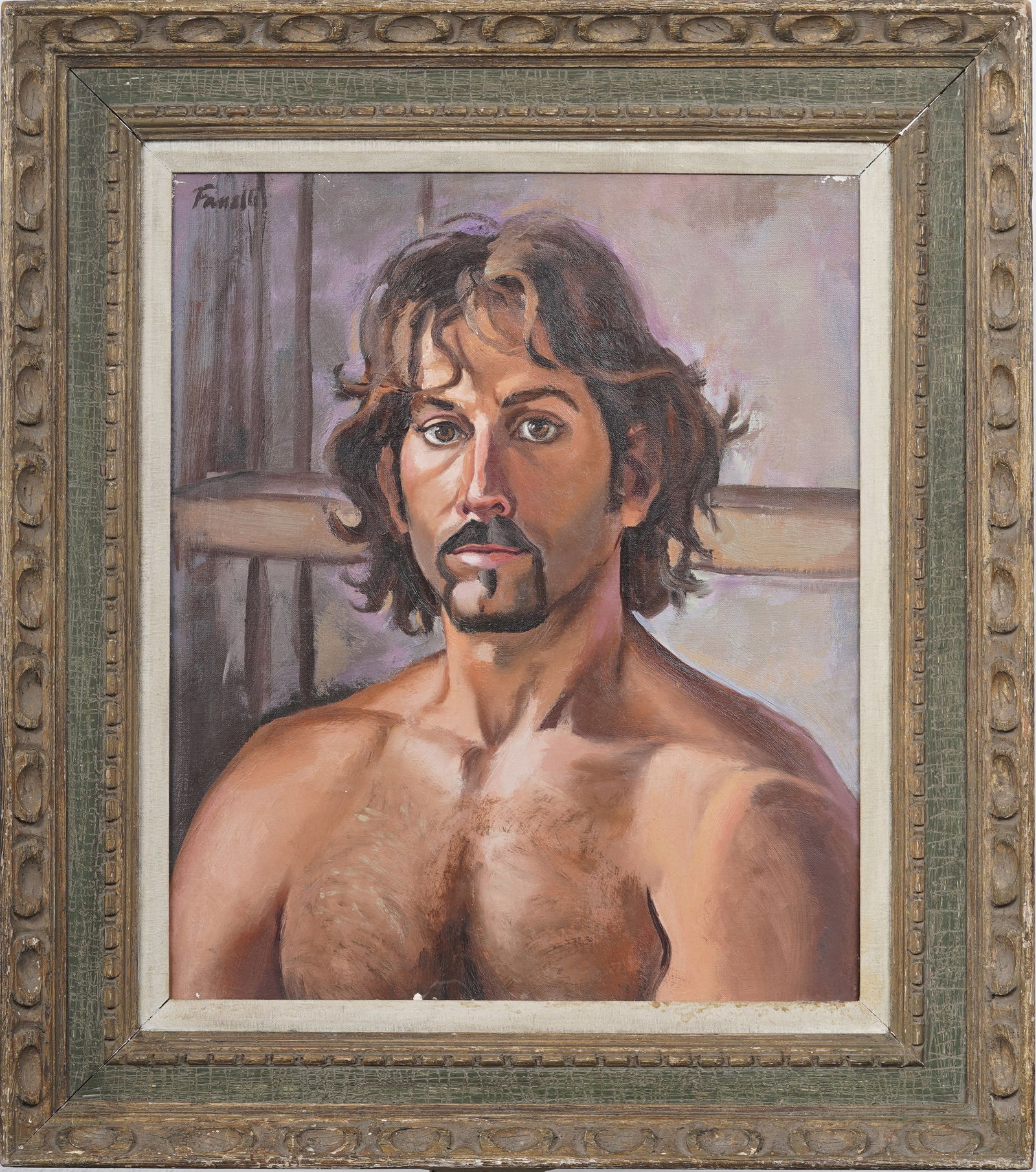 Joseph Fanelli Provincetown Nude Portrait "The Man From Truro" Framed Oil Painting: Vintage American oil painting by noted Provincetown/New York artist Joseph Fanelli. Measuring: 33 by 29 inches overall, and 24 by 20 painting alone. Please see all images for condition. Size is measur