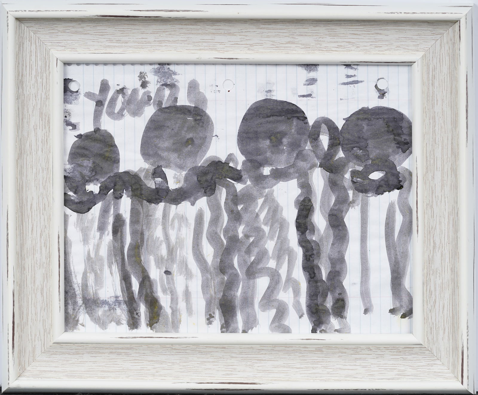 Purvis Young (1943 – 2010) Signed and Authenticated Mixed Media Folk Art Watercolor Painting (1 of 4)