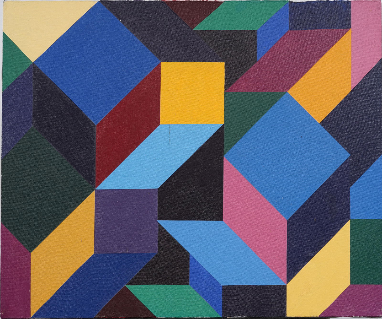 Signed Vintage American Modernist Abstract Geometric Original Signed MCM Oil Painting (1 of 6)