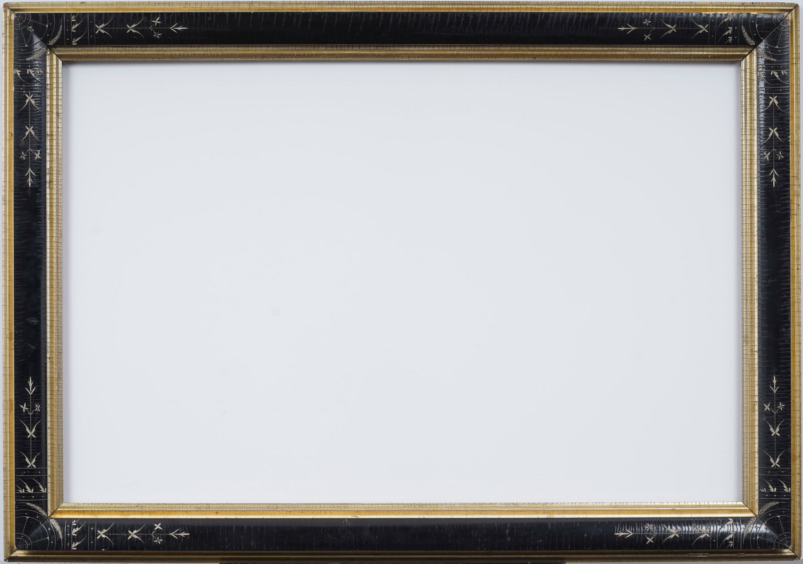 Antique American Black Lacquer and Enamel Oil Painting Frame Fits Artwork 35" x 23" (1 of 6)