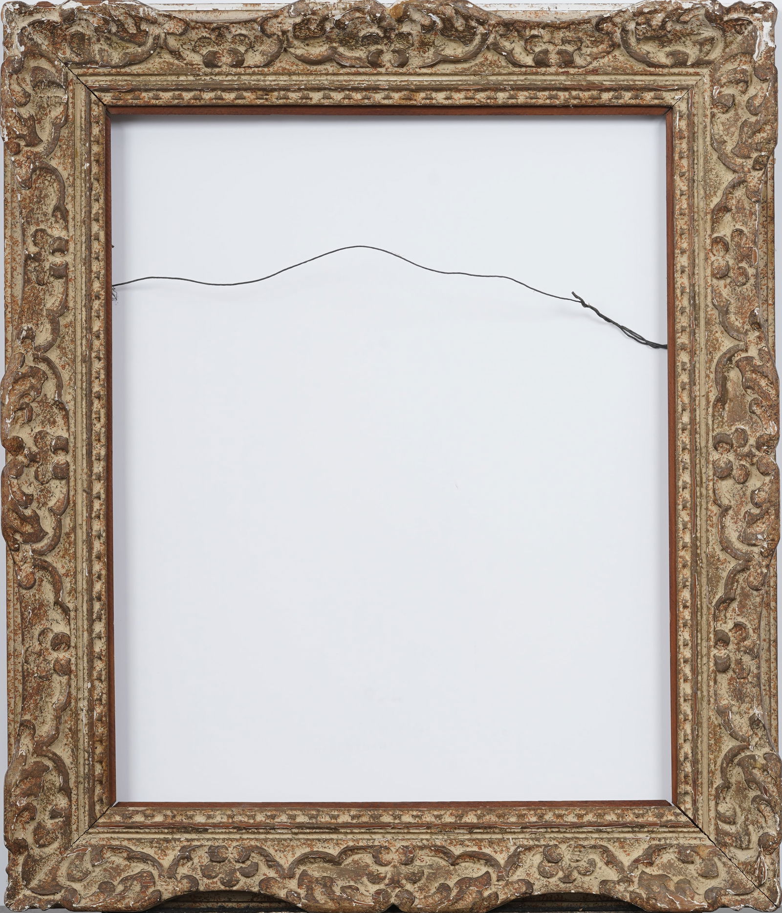 Vintage American Rococo Style Painting Frame with Weathered Ornate Modernist Finish Fits 21" x 17" (1 of 7)